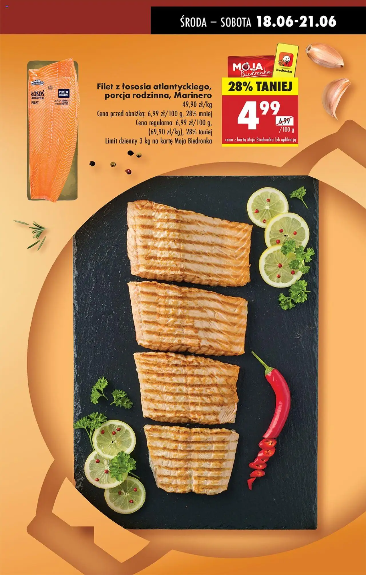 Biedronka gazetka - Oferta W tym tygodniu od 18.06.2025 | Strona: 7 | Produkty: Karta, Łosoś, Filet z łososia