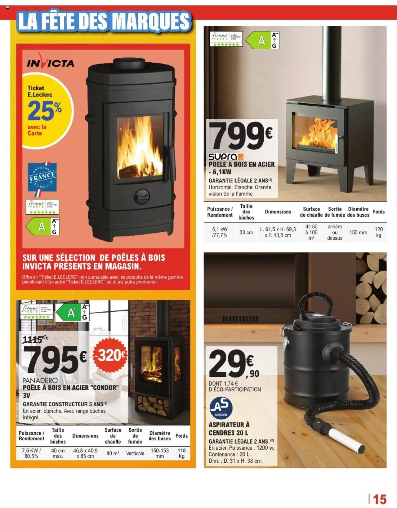 {H1} | Page: 15 | Produits: Poêle, Poids, Aspirateur, Poêle à bois