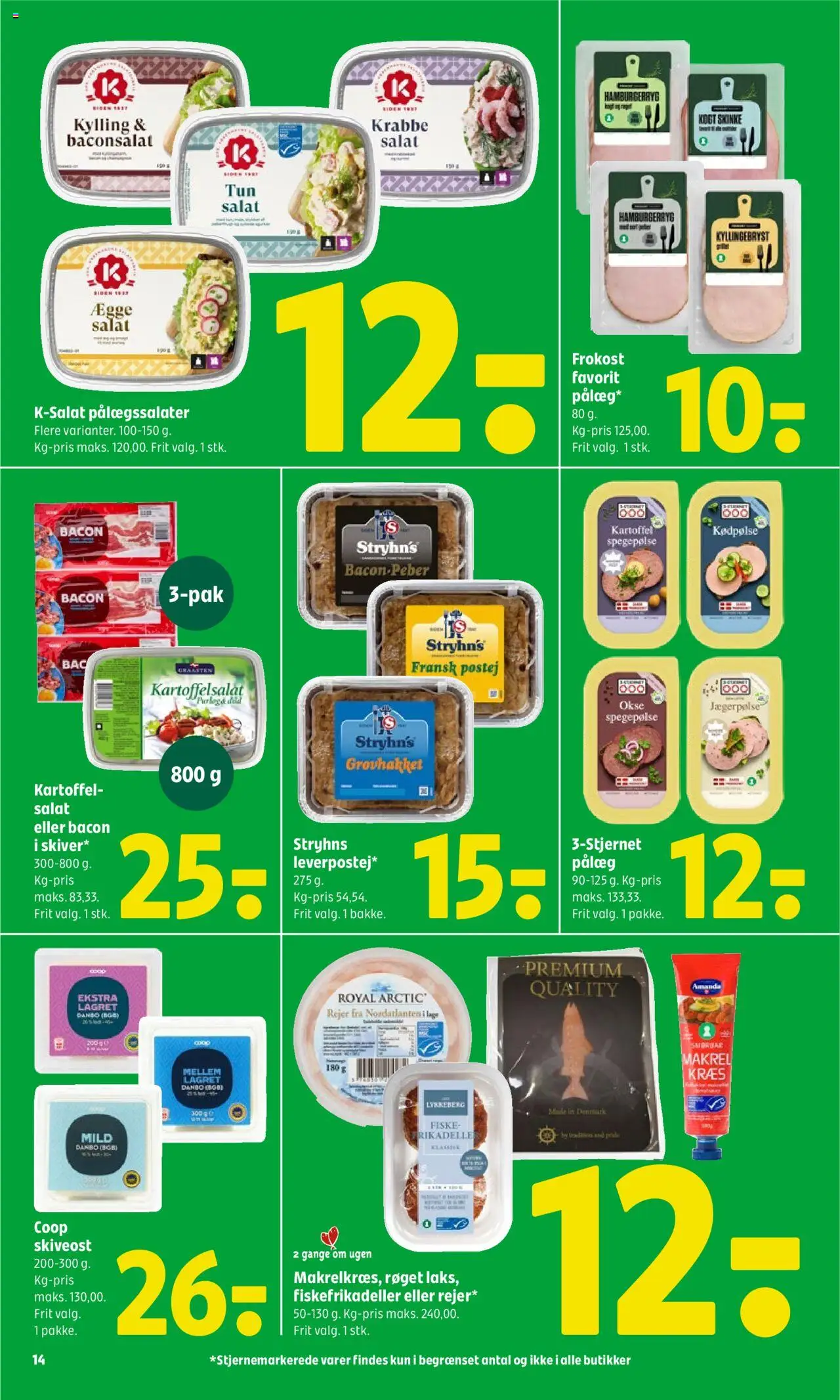 Coop 365 Tilbudsavis gyldig fra 19.06.2025 | Side: 14 | Produkter: Kartoffelsalat, Pålæg, Hamburgerryg, Rejer
