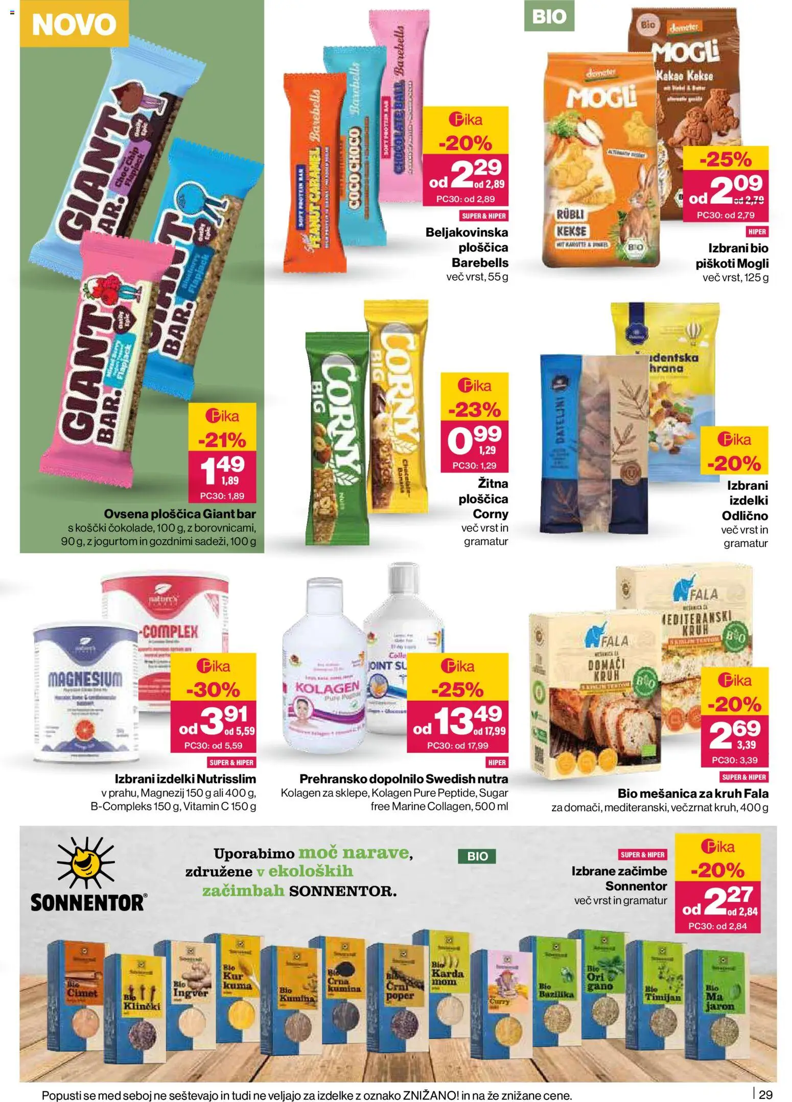 Novi Mercator katalog ponudbe – veljaven od 19.03.2026 | Stran: 29 | Izdelki: Βαλσάμικο ξύδι, Kruh, Piskoti, Zacimbe