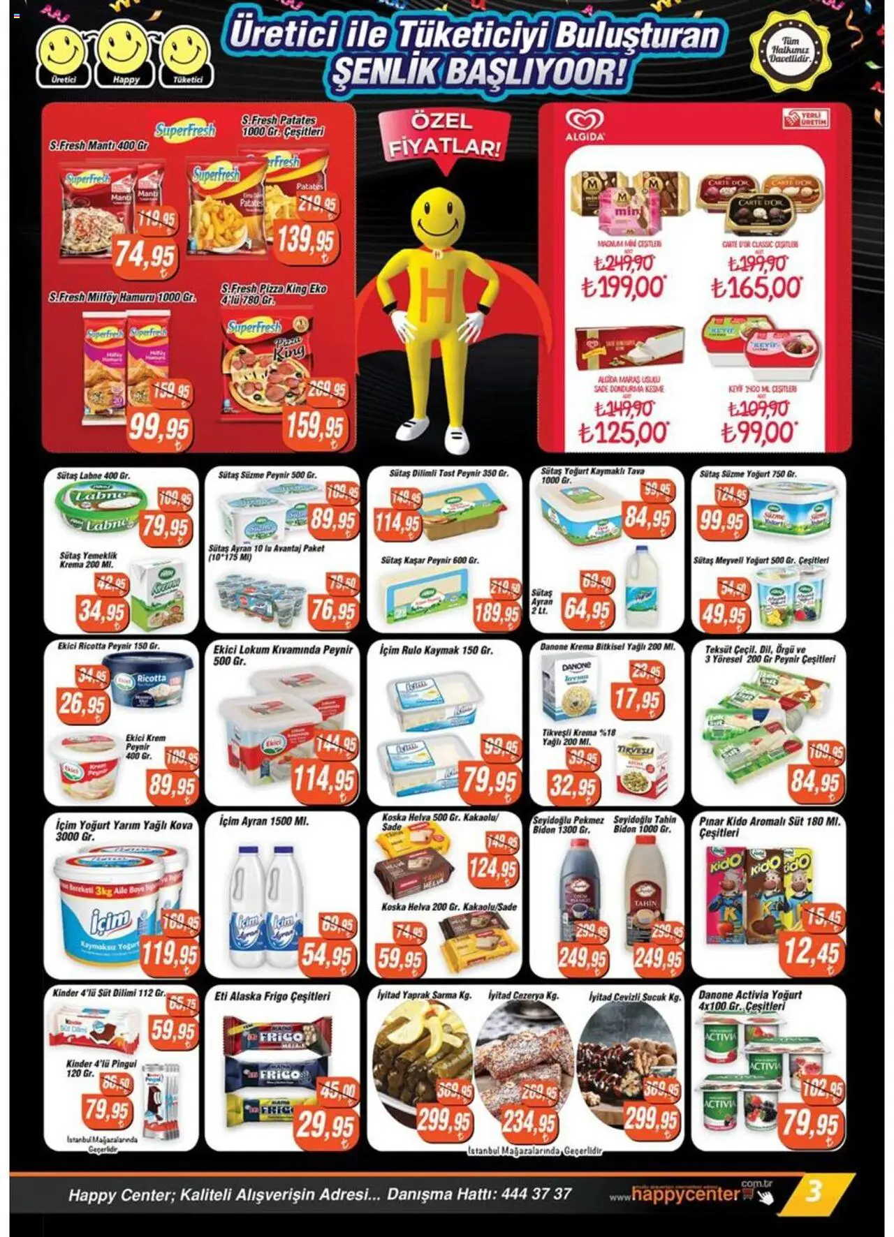 Happy Center Katalog - 08.10.2025 tarihinden itibaren geçerlidir | Sayfa: 3 | Ürünler: Yoğurt, Pizza, Patates, Süzme peynir