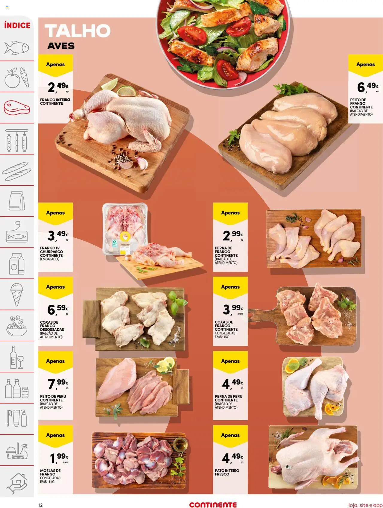 Continente folheto │ válido de 03.06.2025 | Página: 12 | Produtos: Peito de peru, Frango, Peru, Moelas