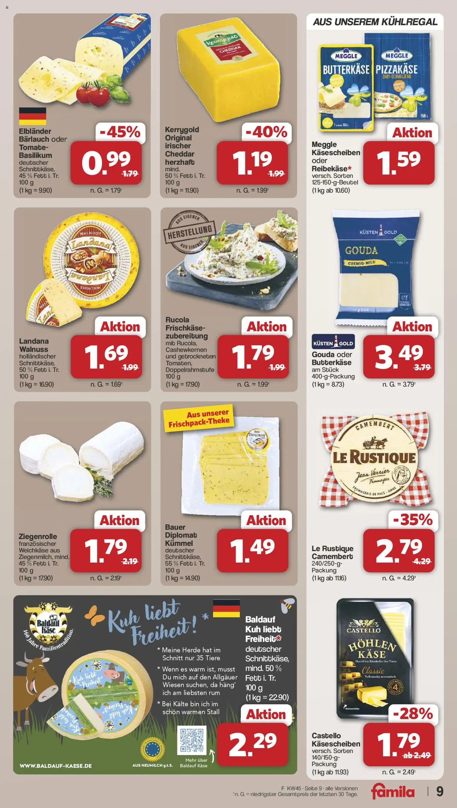Famila Nordwest - Black Friday – gültig ab 03.11.2025 | Seite: 9 | Produkte: Käse, Gouda, Rucola, Frischkase