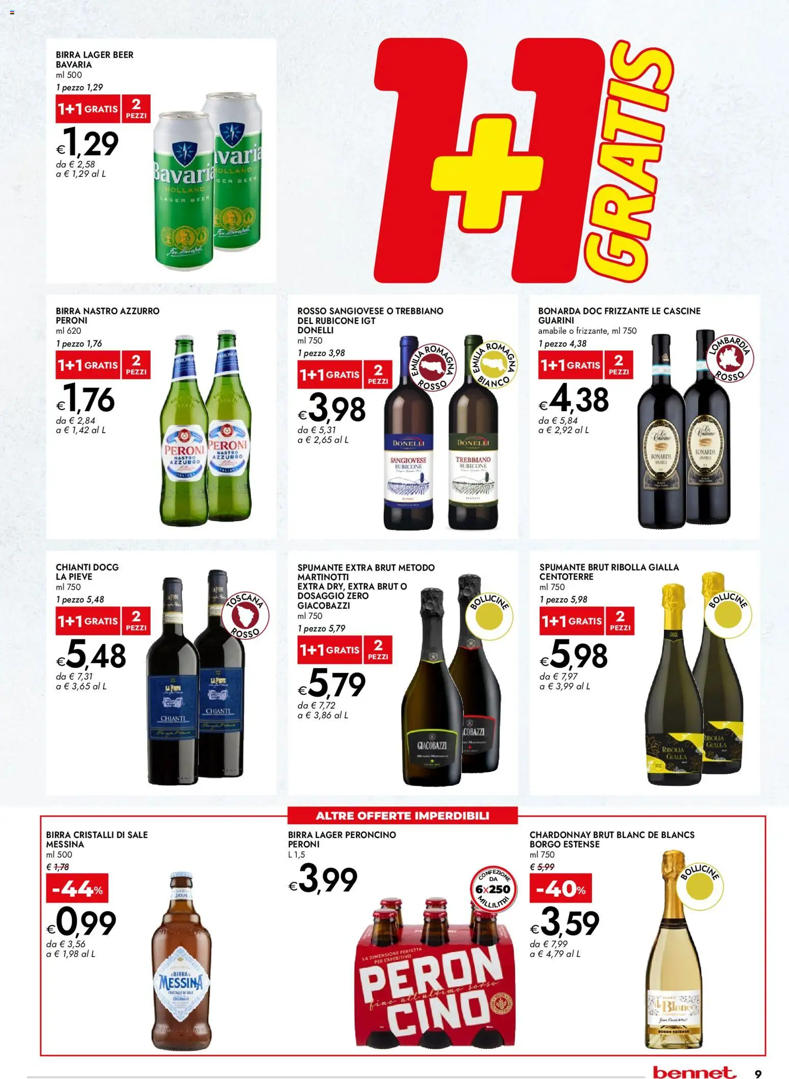 Volantino bennet del 23.04.2026 | Pagina: 9 | Prodotti: Birra, Sale, Spumante