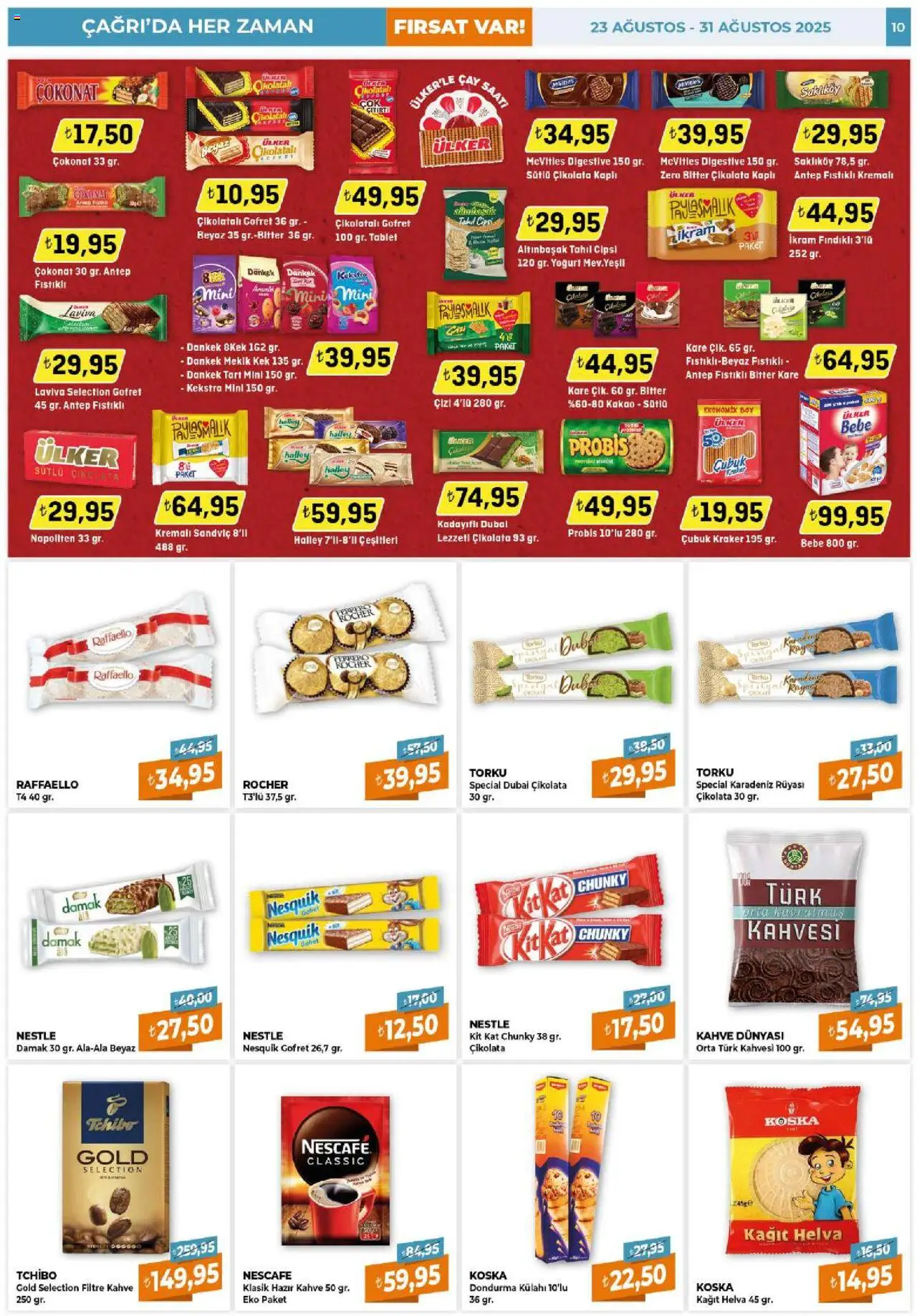 Çağrı Market Katalog - 23.08.2025 tarihinden itibaren geçerlidir | Sayfa: 10 | Ürünler: Gofret, Yoğurt, Kahve, Tablet