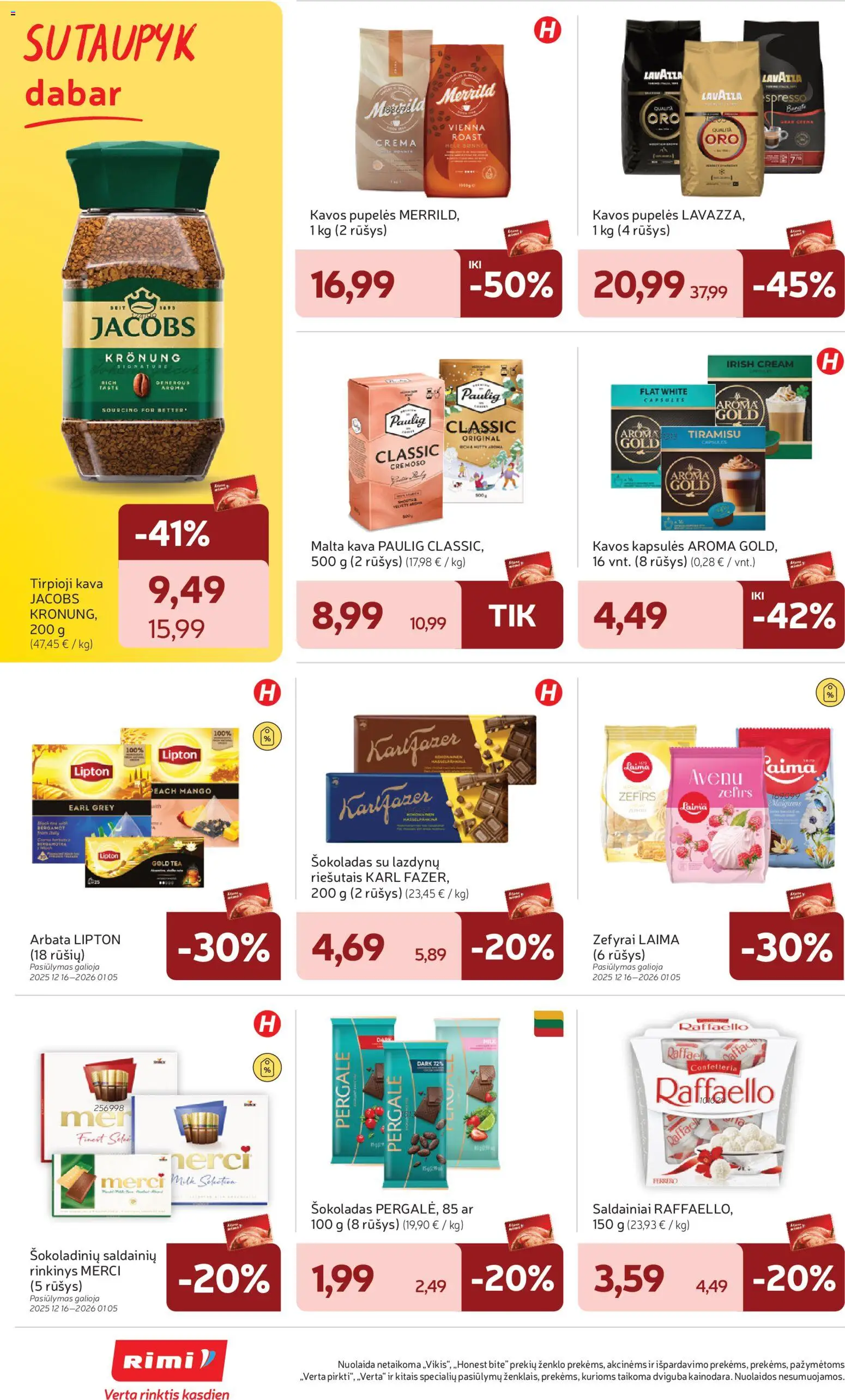 Rimi akcijos nuo 29.12.2025 | Puslapis: 18 | Prekių: Pupelės, Kava, Šokoladas, Saldainiai