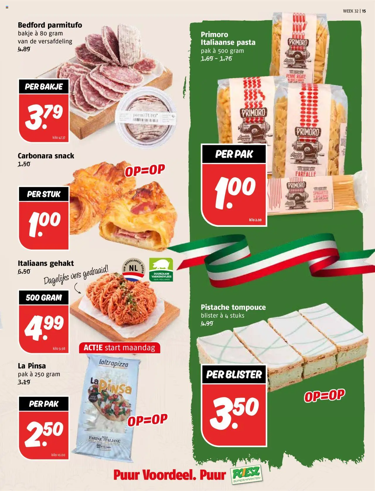  | Pagina: 15 | Producten: Varkensvlees, Pasta, Gehakt, La