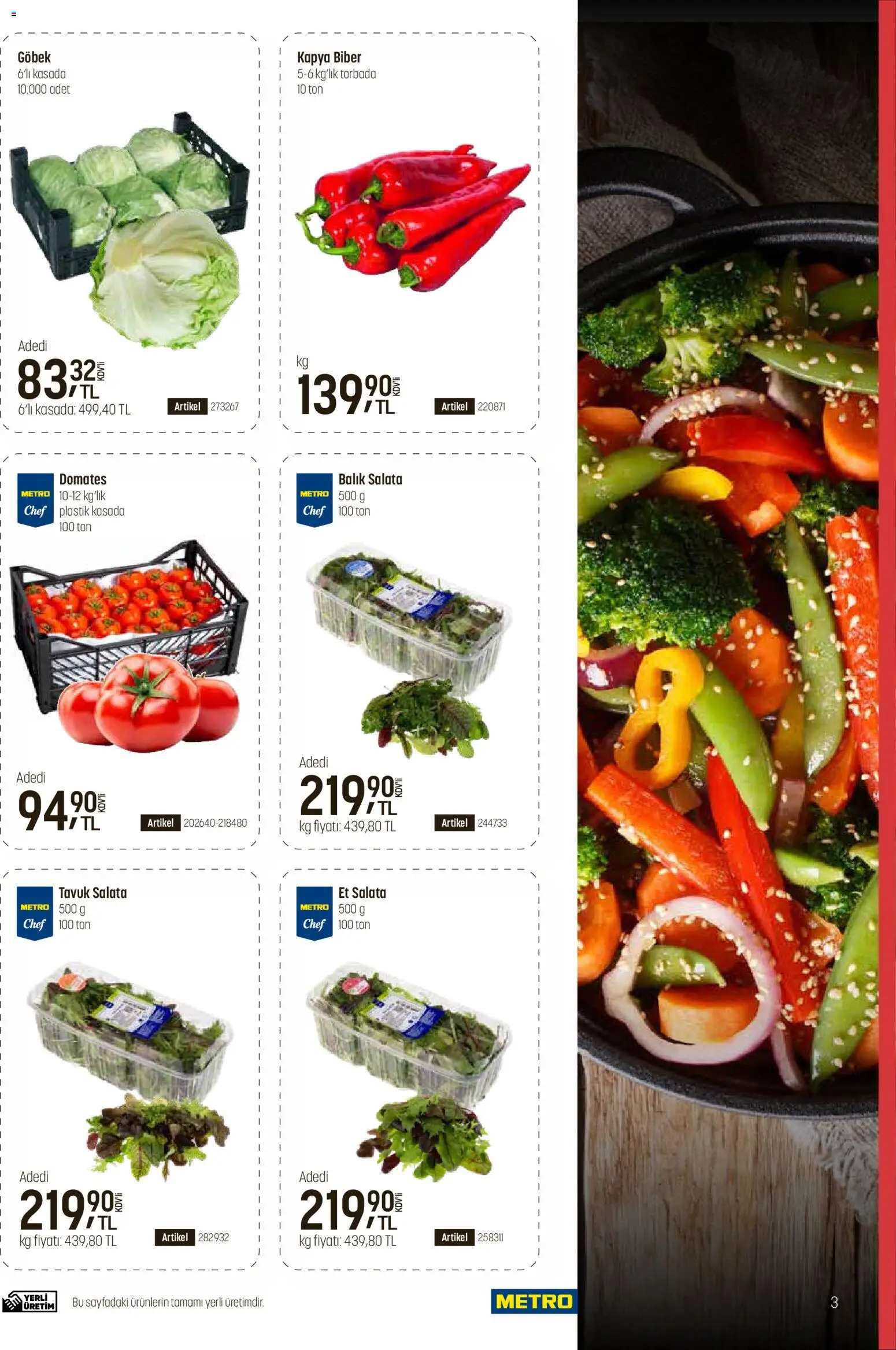 Metro - Fast Food Kataloğu - 15.04.2026 tarihinden itibaren geçerlidir | Sayfa: 3 | Ürünler: Domates, Balık, Salata, Biber