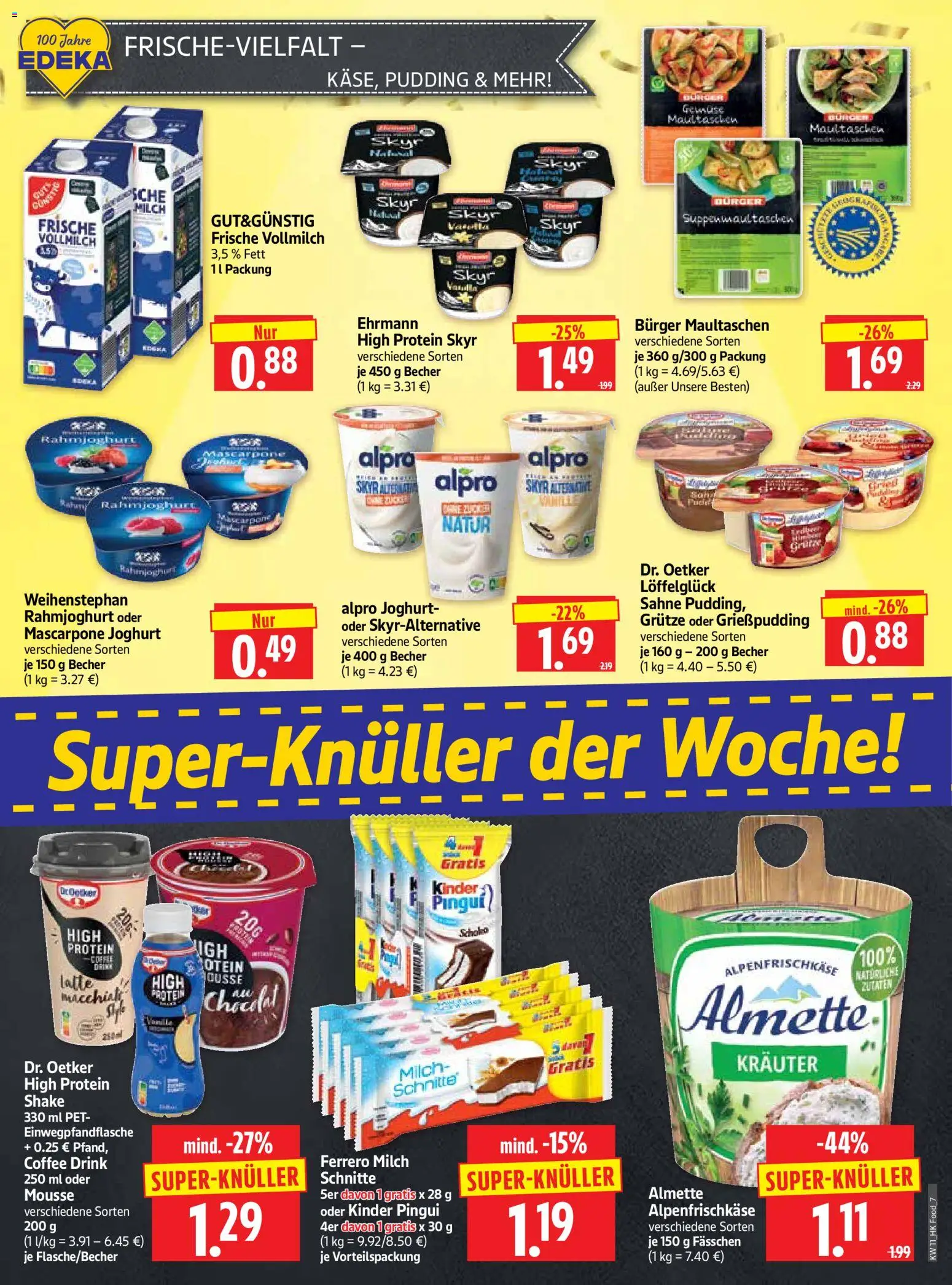 HERKULES Prospekt 	 – gültig ab 09.03.2026 | Seite: 7 | Produkte: Milch, Pudding, Maultaschen, Sahne