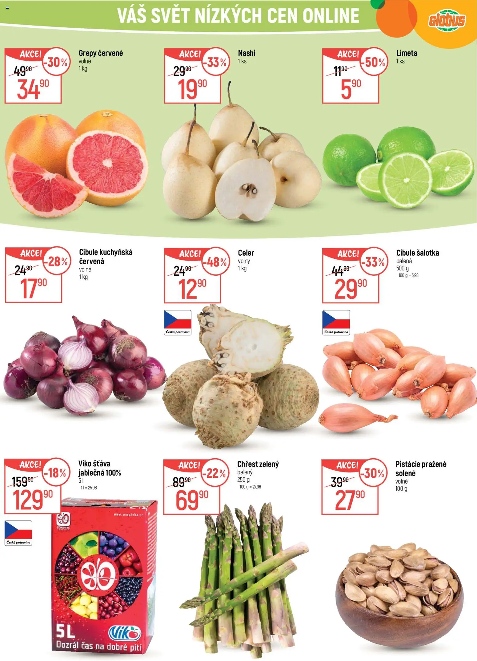 Globus leták - Opava od 15.04.2026 | Strana: 10 | Produkty: Šalotka, Pistácie, Chřest, Cibule