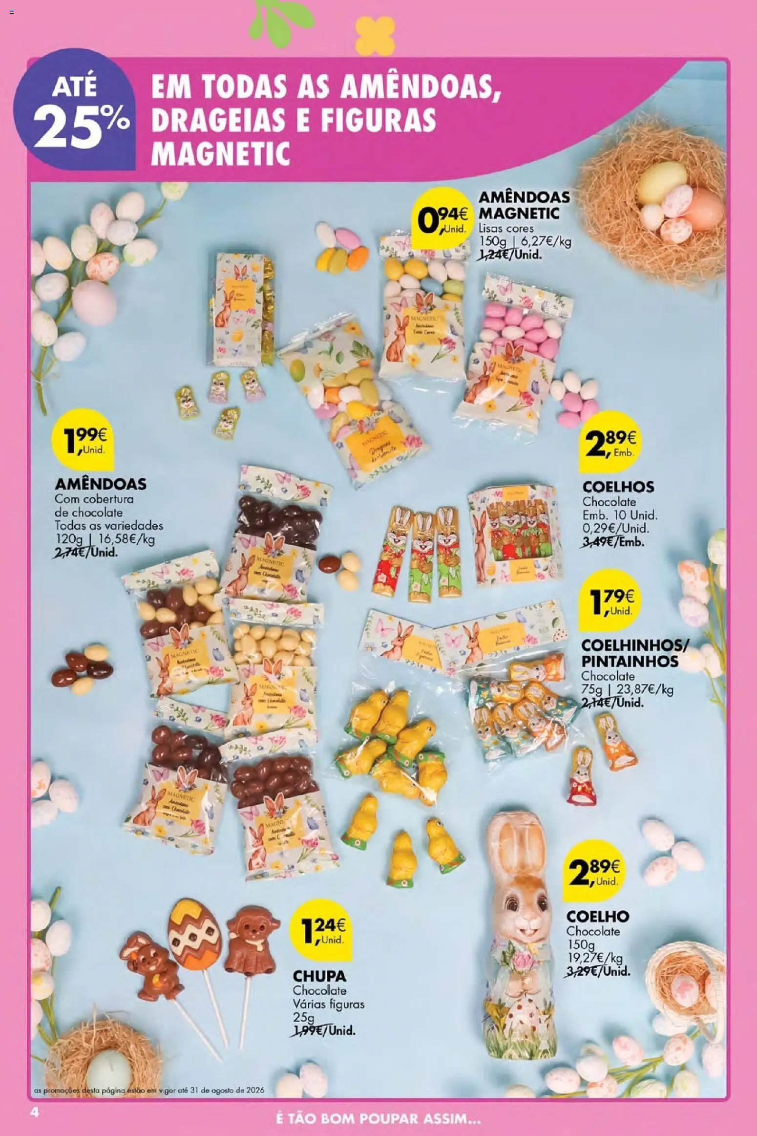 Pingo Doce Poupe Esta Semana Açores │ válido de 26.03.2026 | Página: 4 | Produtos: Amêndoas, Chocolate, Coelho