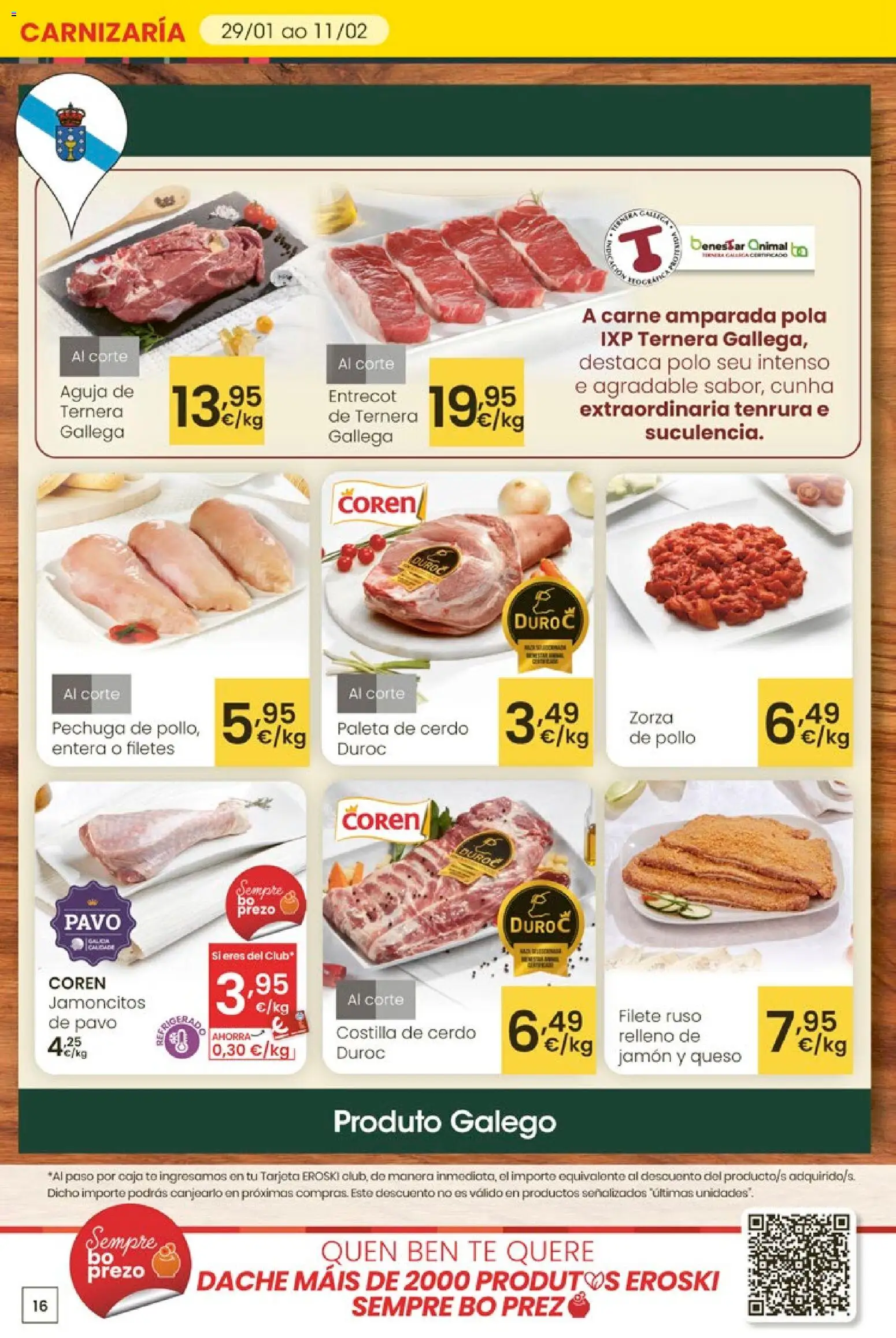 Eroski - Entroido do aforro │ válido desde el 29.01.2026 | Página: 16 | Productos: Jamón, Cerdo, Costilla de cerdo, Caja