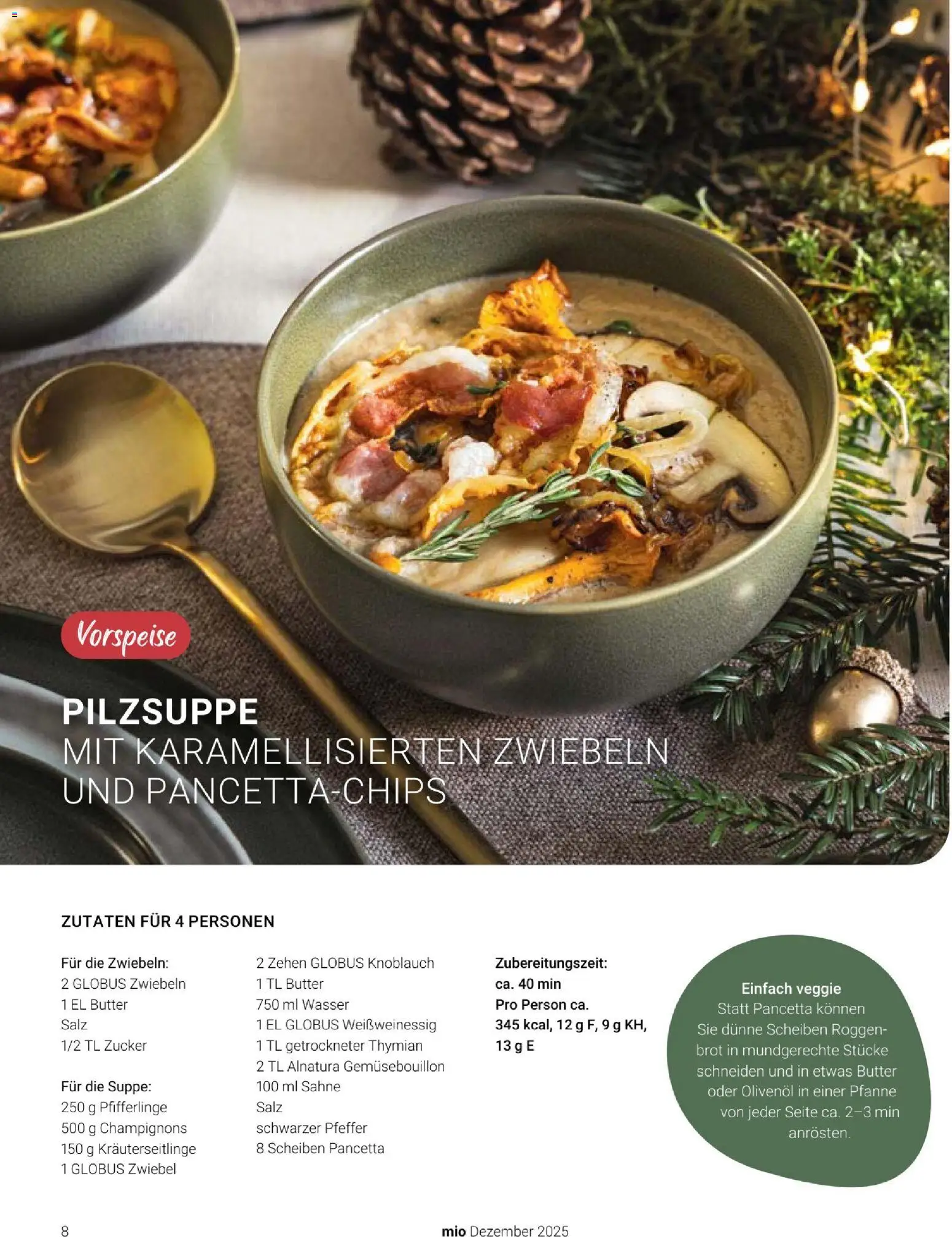 Globus Mio Magazin – gültig ab 01.12.2025 | Seite: 8 | Produkte: Butter, Champignons, Zucker, Knoblauch