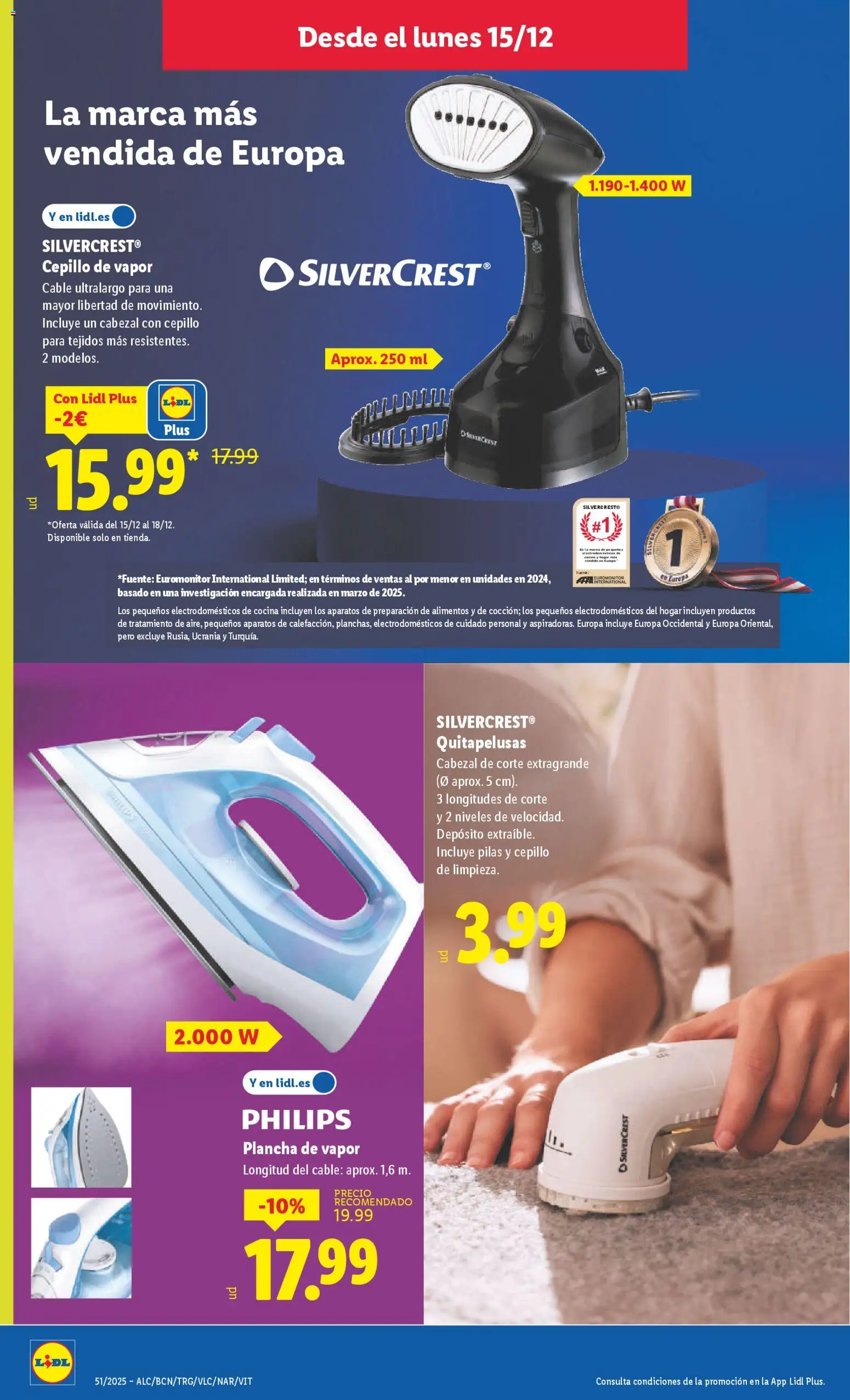 Lidl folleto de bazar │ válido desde el 15.12.2025 | Página: 12 | Productos: Cepillo, Cable, Cocina, Plancha