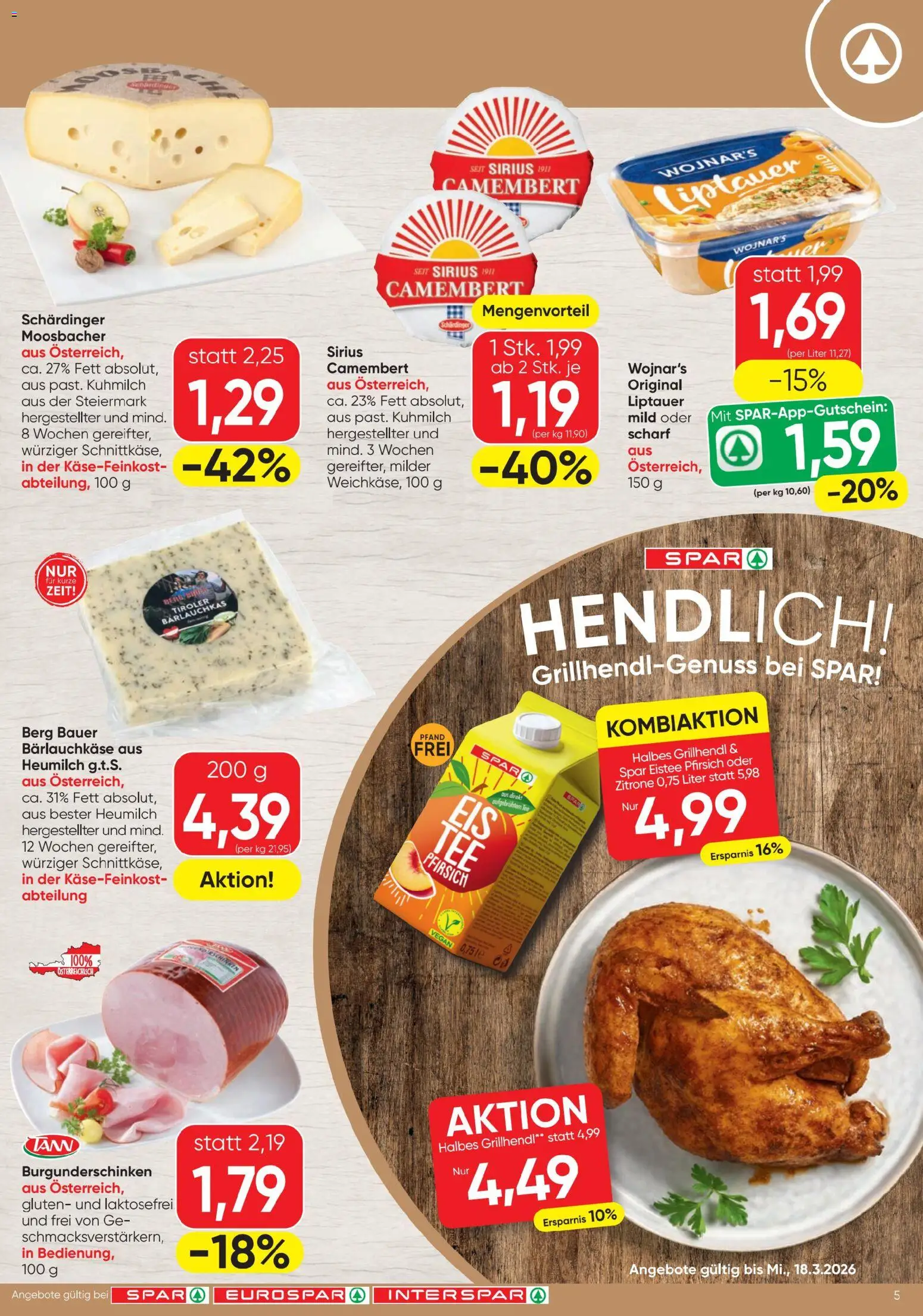 Spar - Flugblatt gültig ab 12.03.2026 | Seite: 5 | Produkte: Zitrone, Pfirsich, Tee
