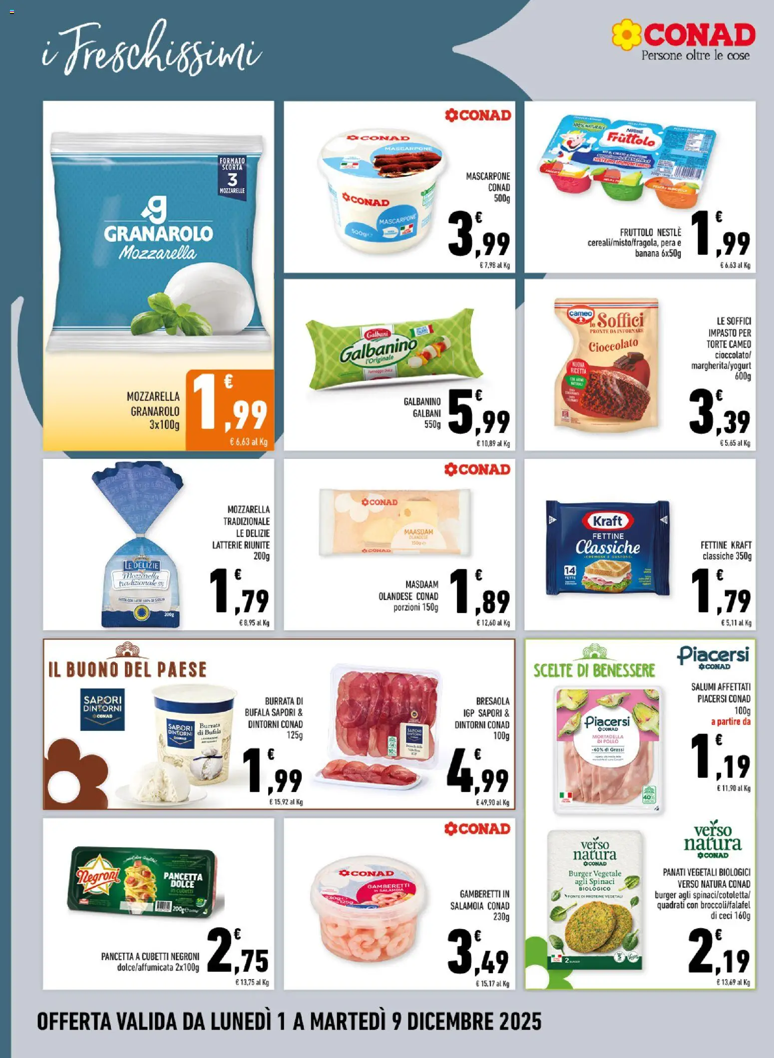 Volantino Conad del 01.12.2025 | Pagina: 8 | Prodotti: Cioccolato, Bresaola, Pera, Mascarpone