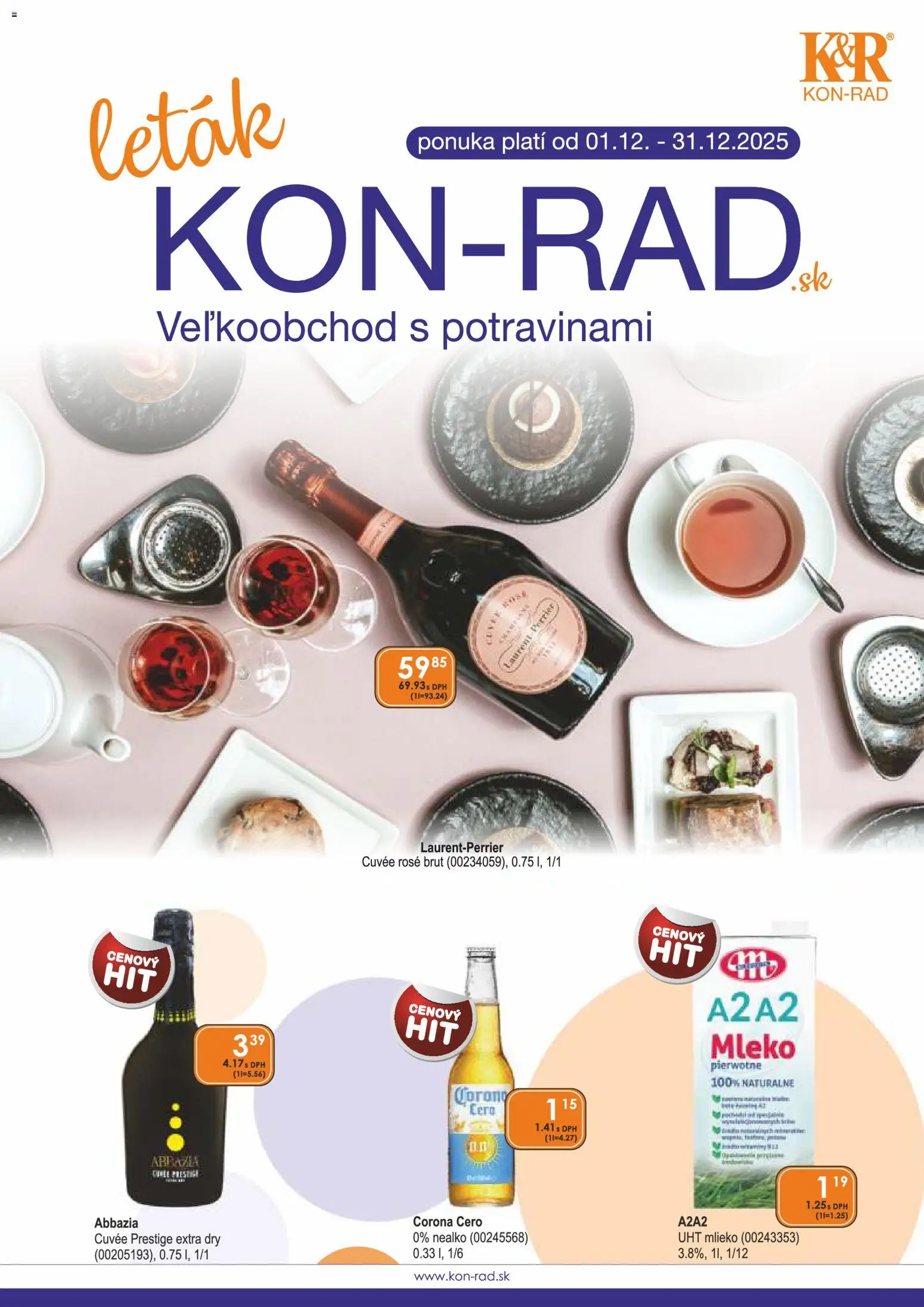 Nové KON - RAD akcie – leták je platný od 01.12.2025 | Strana: 1 | Produkty: Mlieko