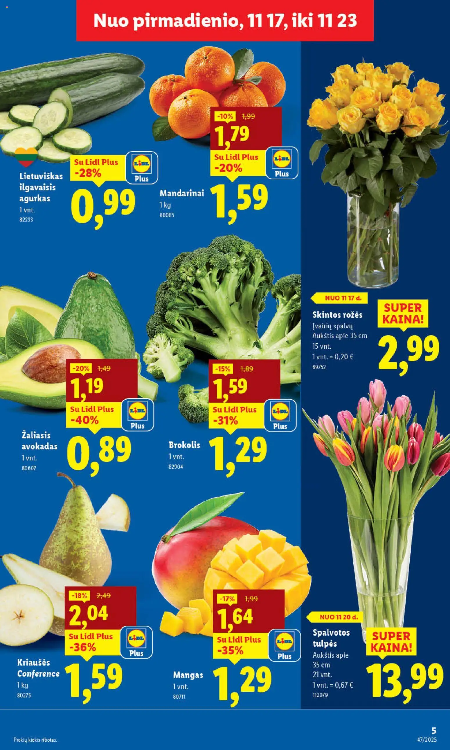 LIDL akcijos nuo 20.11.2025 | Puslapis: 7 | Prekių: Brokolis, Agurkas, Mandarinai