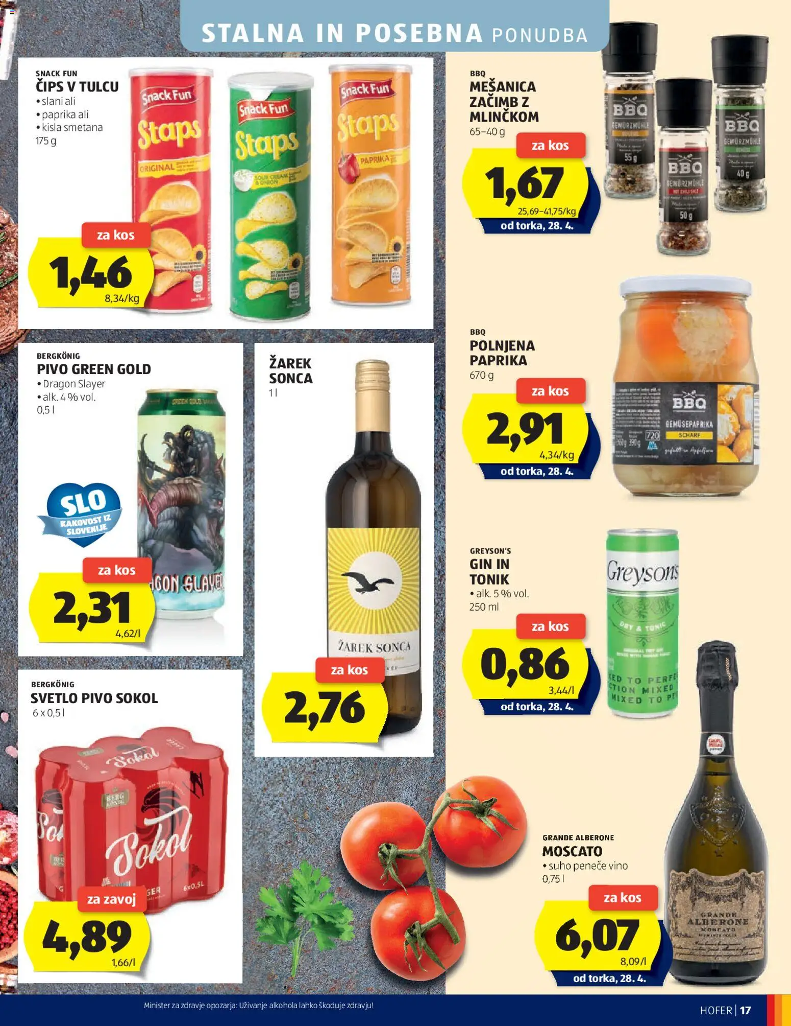 Novi Hofer katalog ponudbe – veljaven od 22.04.2026 | Stran: 17 | Izdelki: Paprika, Vino, Pivo, Kisla smetana