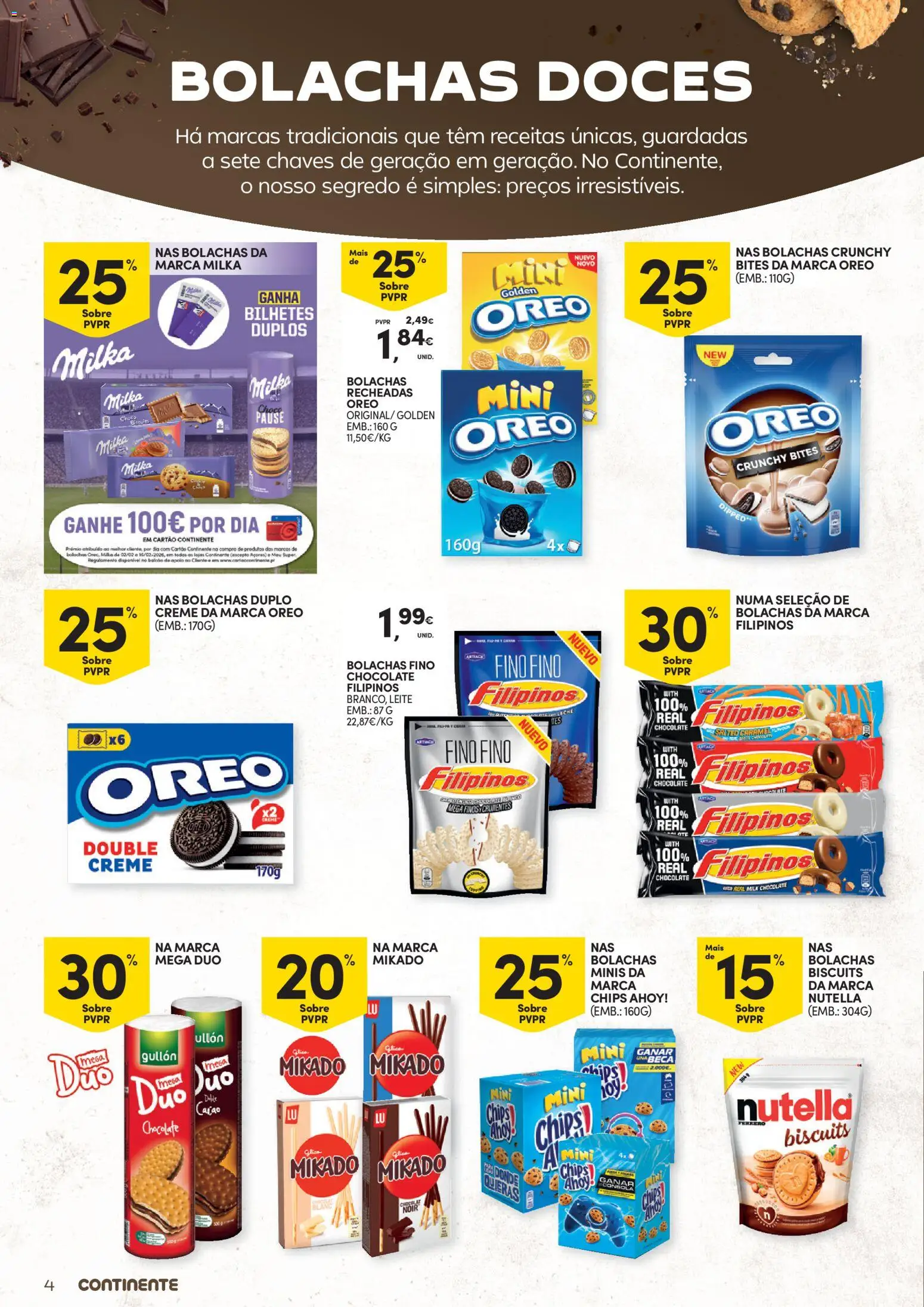 Continente - Bolachas Para momentos especiais │ válido de 03.02.2026 | Página: 4 | Produtos: Bolachas, Milka bolachas, Leite, Doces