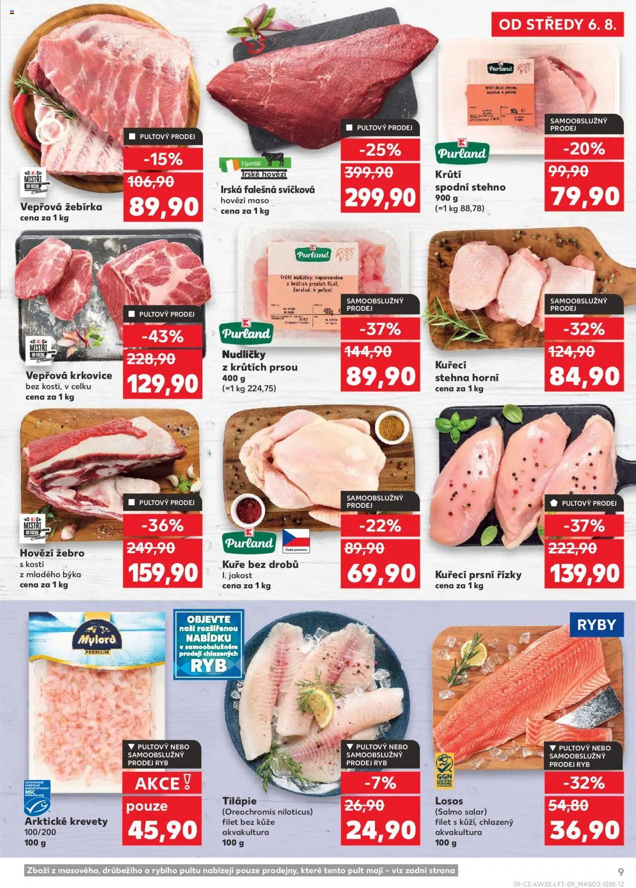 Kaufland leták - Kolín od 06.08.2025 | Strana: 9 | Produkty: Irské hovězí, Hovězí maso, Tilapie, Krevety