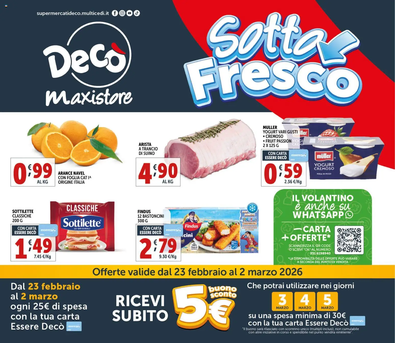 Volantino Decò del 23.02.2026 | Pagina: 1 | Prodotti: Crema, Yogurt, Suino, Pera