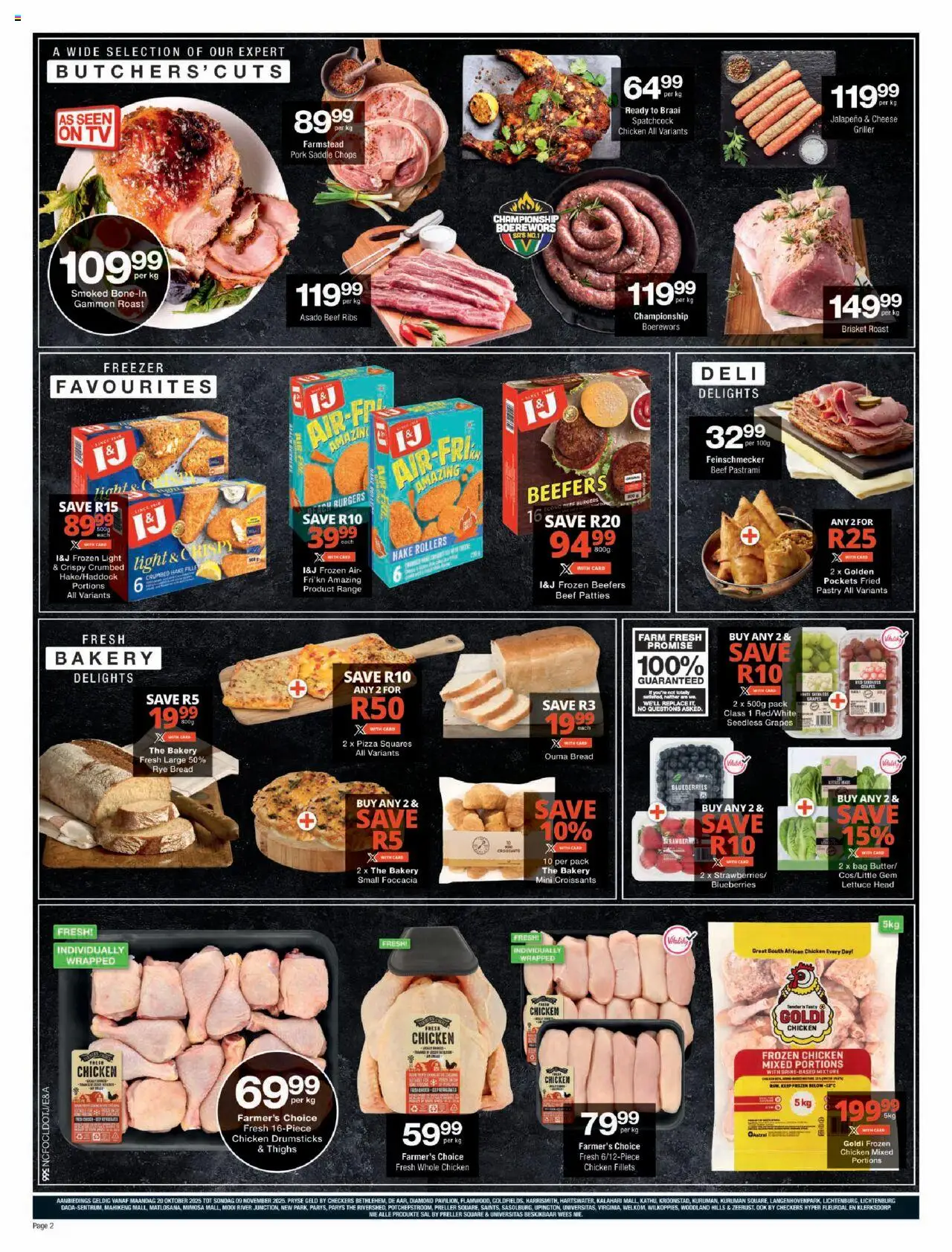 New Checkers catalogue – valid from 20.10.2025 | Page: 2 | Products: Blueberries, Pizza, Beef, Griller