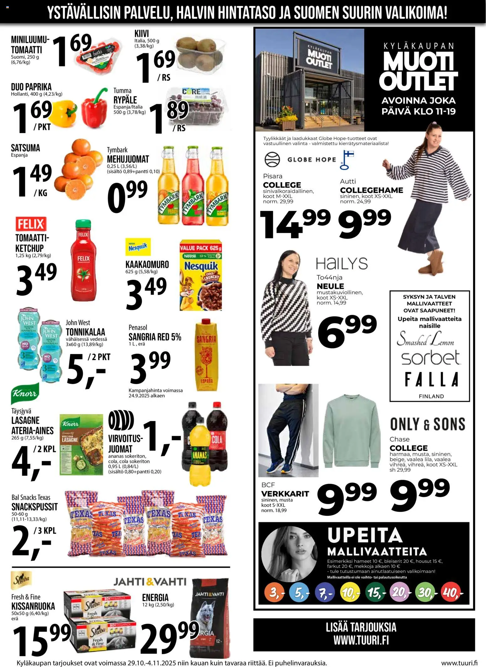 Tuuri tarjoukset – voimassa 29.10.2025 alkaen | Sivu: 9 | Tuotteet: Satsuma, Paprika, Ananas, Farkut