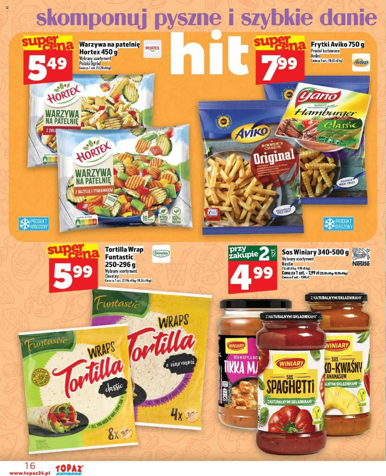 Topaz Gazetka - Express od 09.10.2025 | Strona: 16 | Produkty: Hamburger, Tortilla, Patelnie, Sos