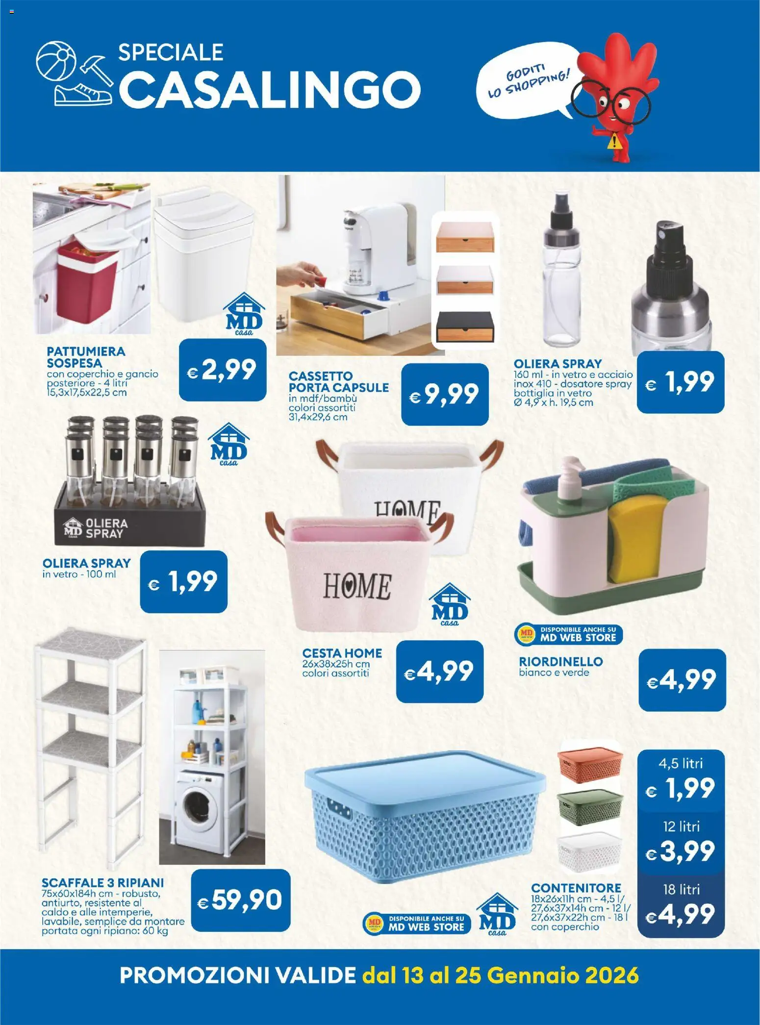 Volantino MD Discount del 13.01.2026 | Pagina: 23 | Prodotti: Ripiano, Scaffale, Pattumiera, Contenitore