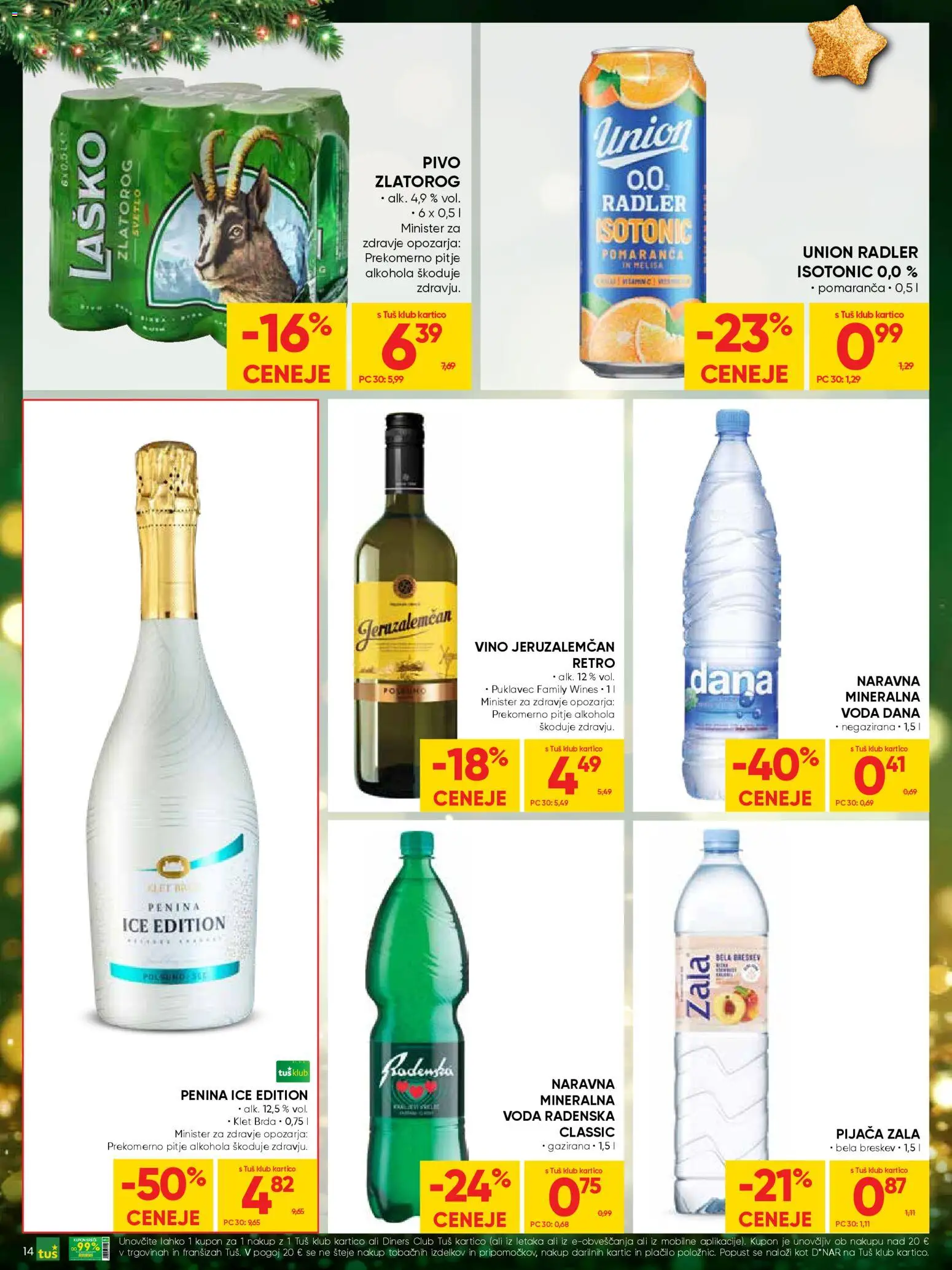 Novi Tuš katalog ponudbe – veljaven od 26.11.2025 | Stran: 14 | Izdelki: Radler, Penina, Pomarance, Voda