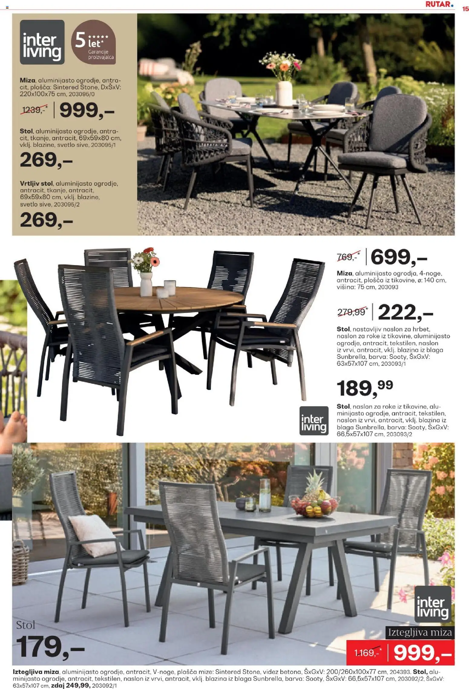 Novi Rutar katalog ponudbe – veljaven od 24.03.2026 | Stran: 15 | Izdelki: Blazina, Miza, Barva