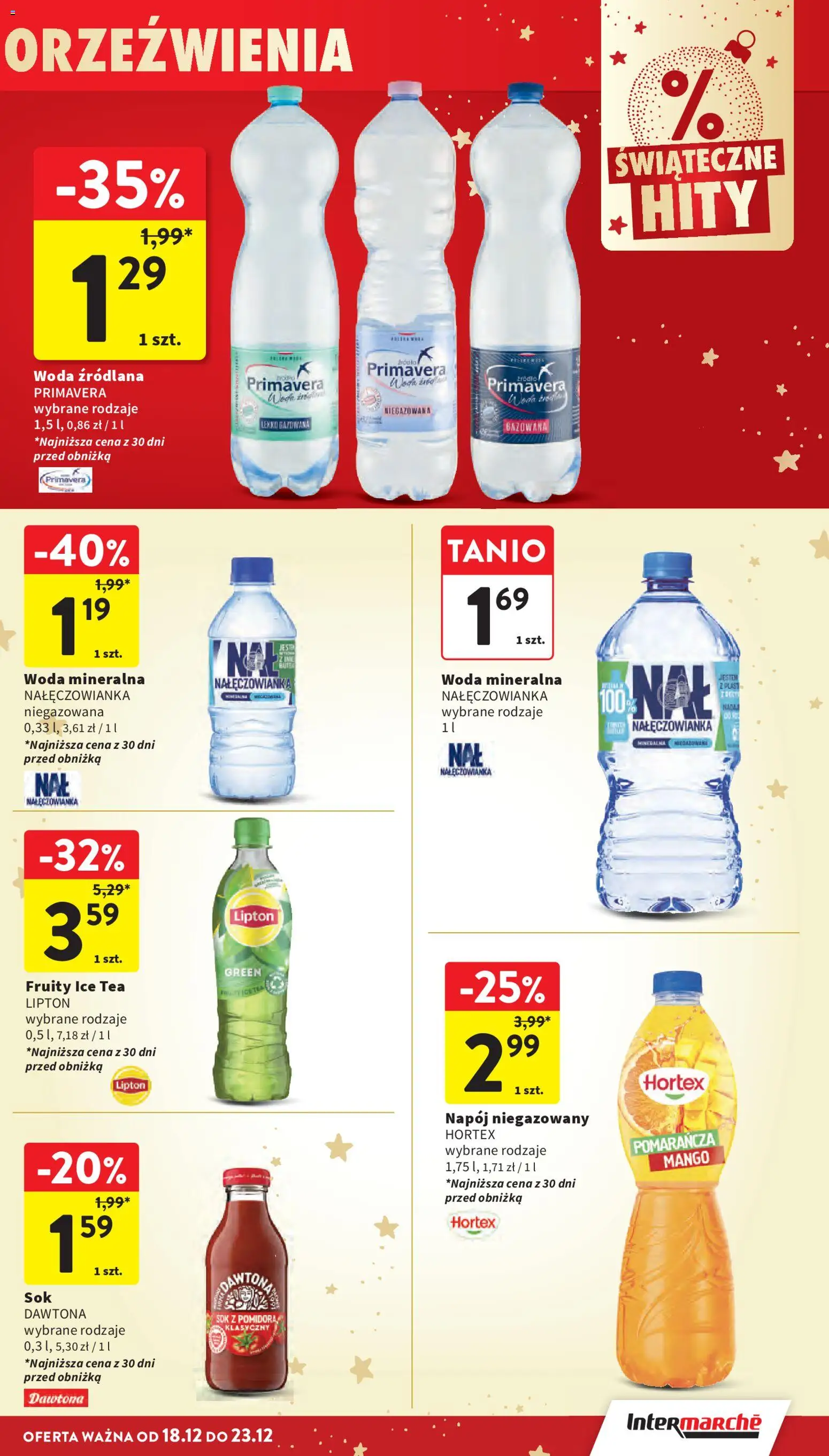 Intermarche Gazetka od 18.12.2025 | Strona: 49 | Produkty: Ice Tea, Woda źródlana, Sok, Woda