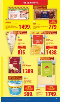 Milbona Brie sajt, Zsírtartalom: 60% 250 g - amely érvényes a következő dátumtól: 08.01.2026 | Oldal: 57