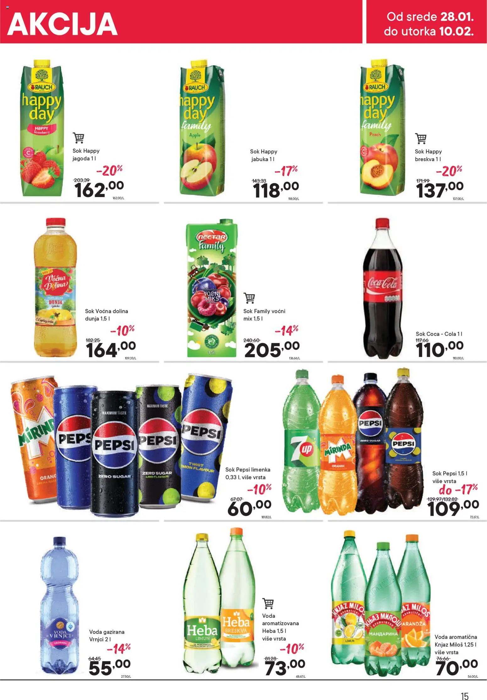 PerSu katalog - važi od 28.01.2026 | Strana: 15 | Proizvode: Coca Cola, Voda, Sok, Pepsi