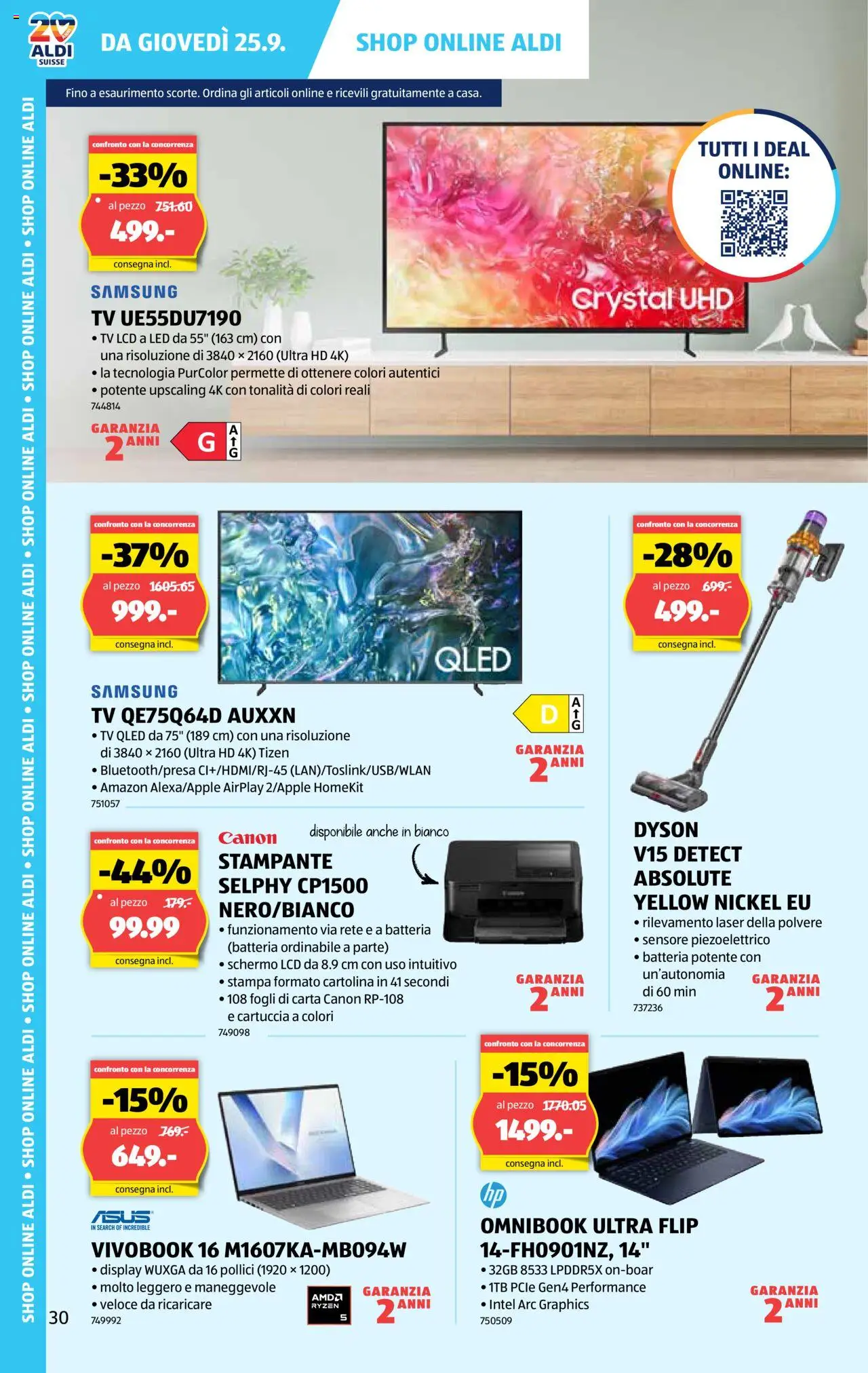 Aldi Aktionen IT – gültig ab 25.09.2025 | Seite: 31 | Produkte: TV, Samsung, Dyson