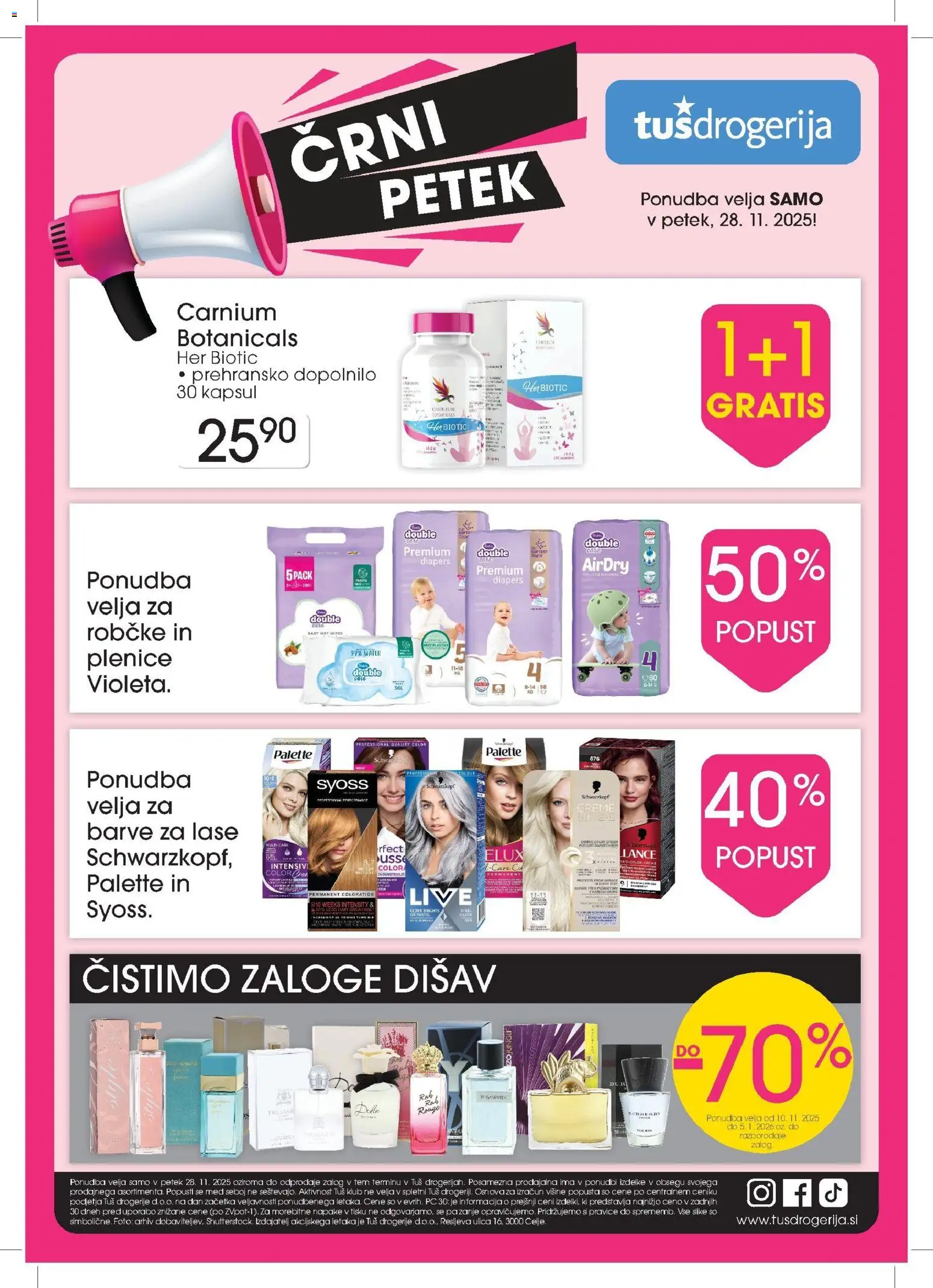 Novi Tuš drogerija katalog ponudbe – veljaven od 28.11.2025 | Stran: 1 | Izdelki: Plenice