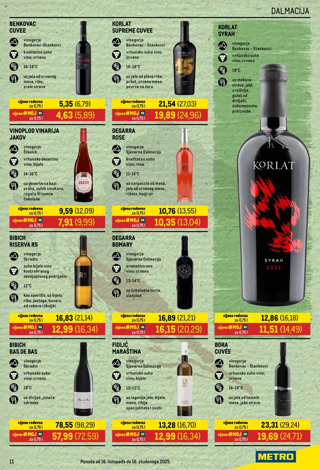Metro katalog | vrijedi od 16.10.2025 | Stranica: 11 | Proizvodi: Korlat, Sir, Vino, Povrće