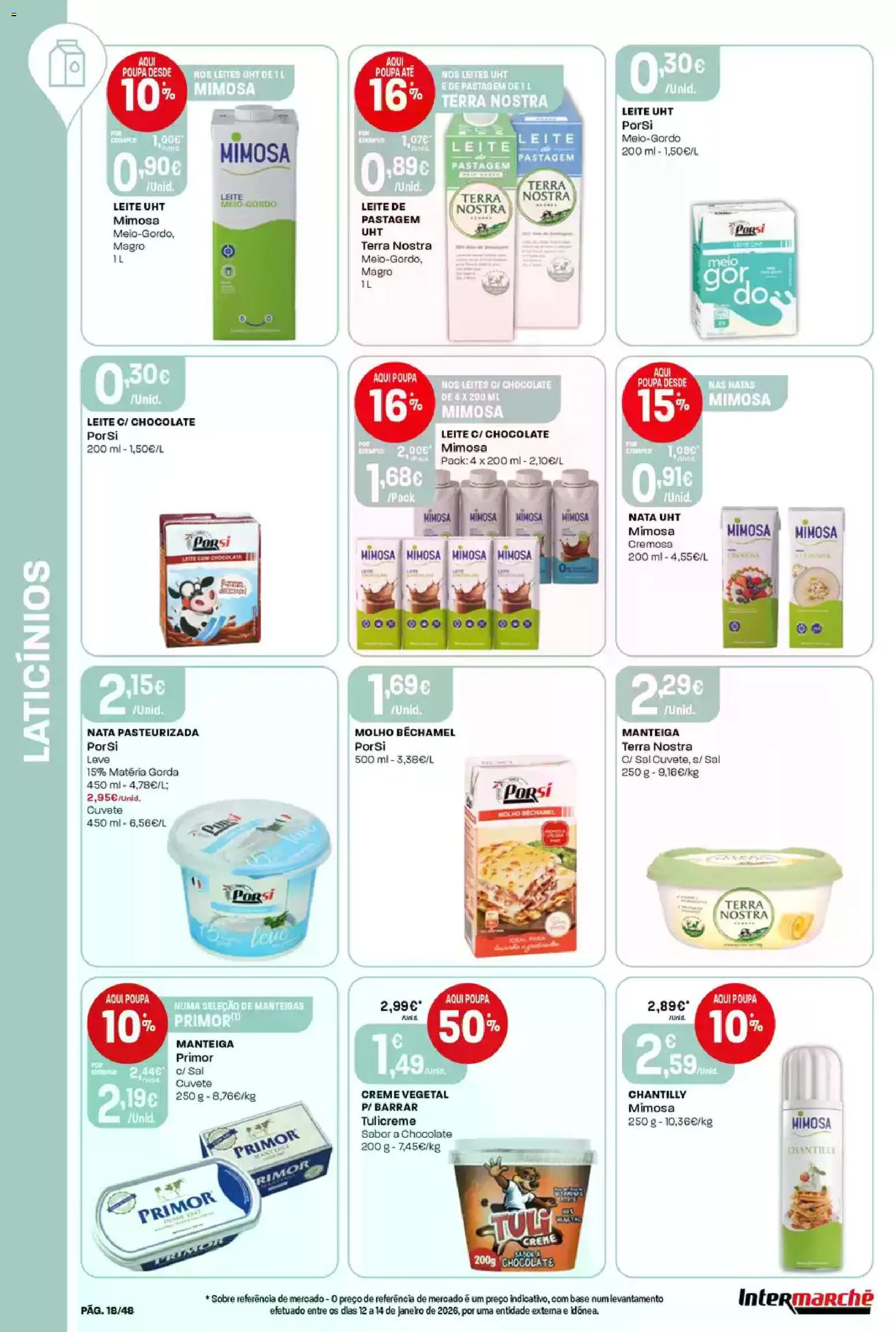Intermarché folheto │ válido de 19.02.2026 | Página: 18 | Produtos: Nata pasteurizada, Base, Leite, Chocolate