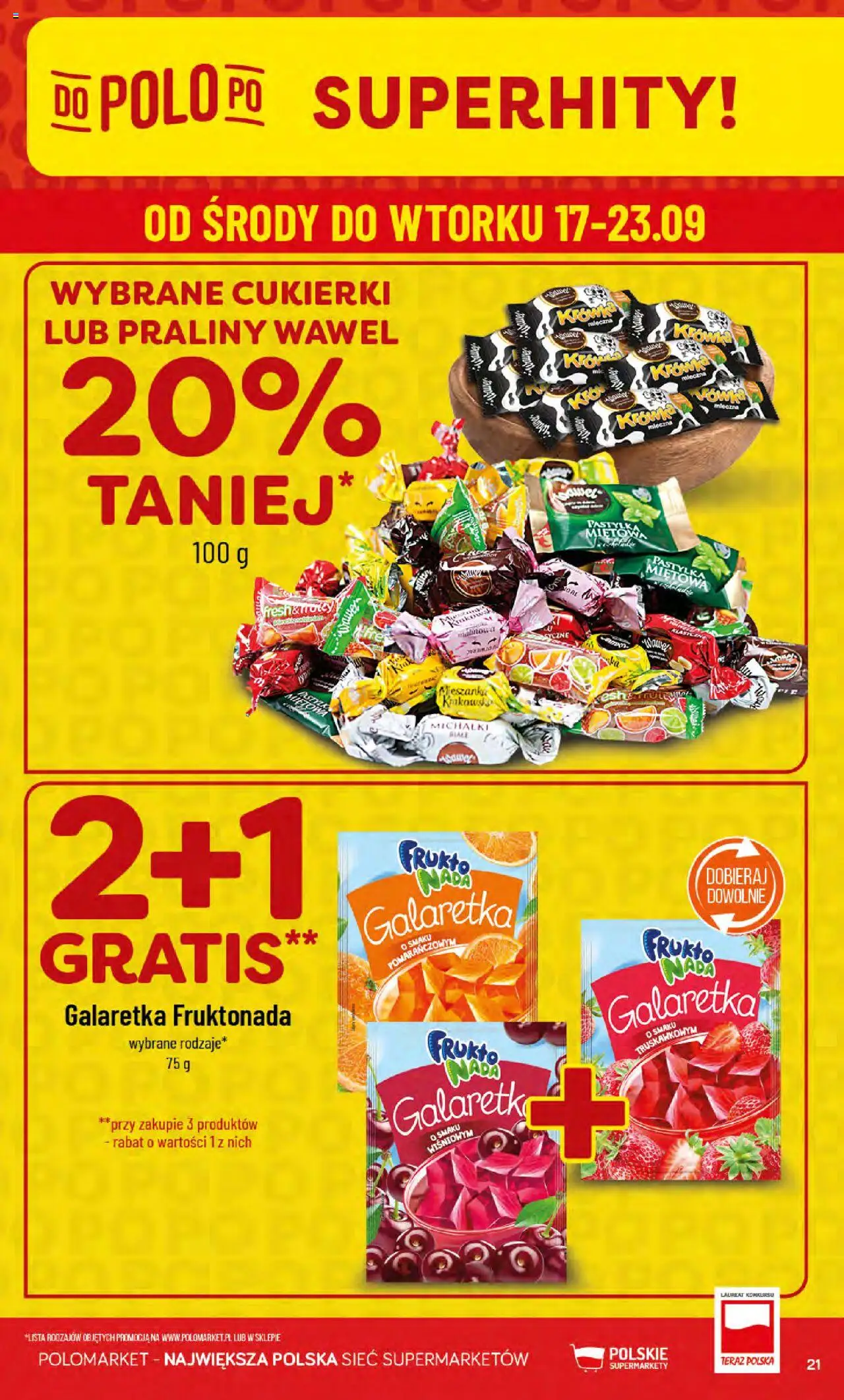 POLOmarket Gazetka od 17.09.2025 | Strona: 21 | Produkty: Michałki białe, Praliny, Krowka, Cukierki