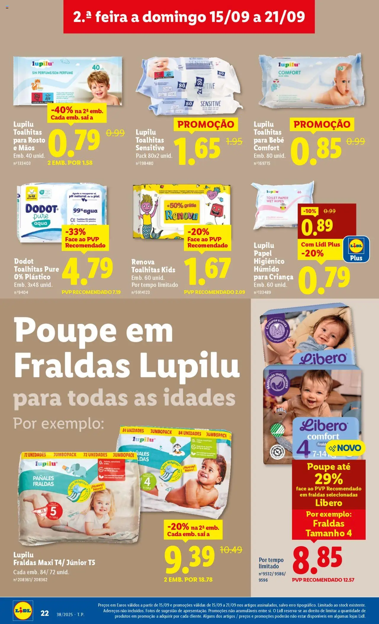 Lidl folheto │ válido de 15.09.2025 | Página: 22 | Produtos: Papel higiénico, Fraldas, Perfume