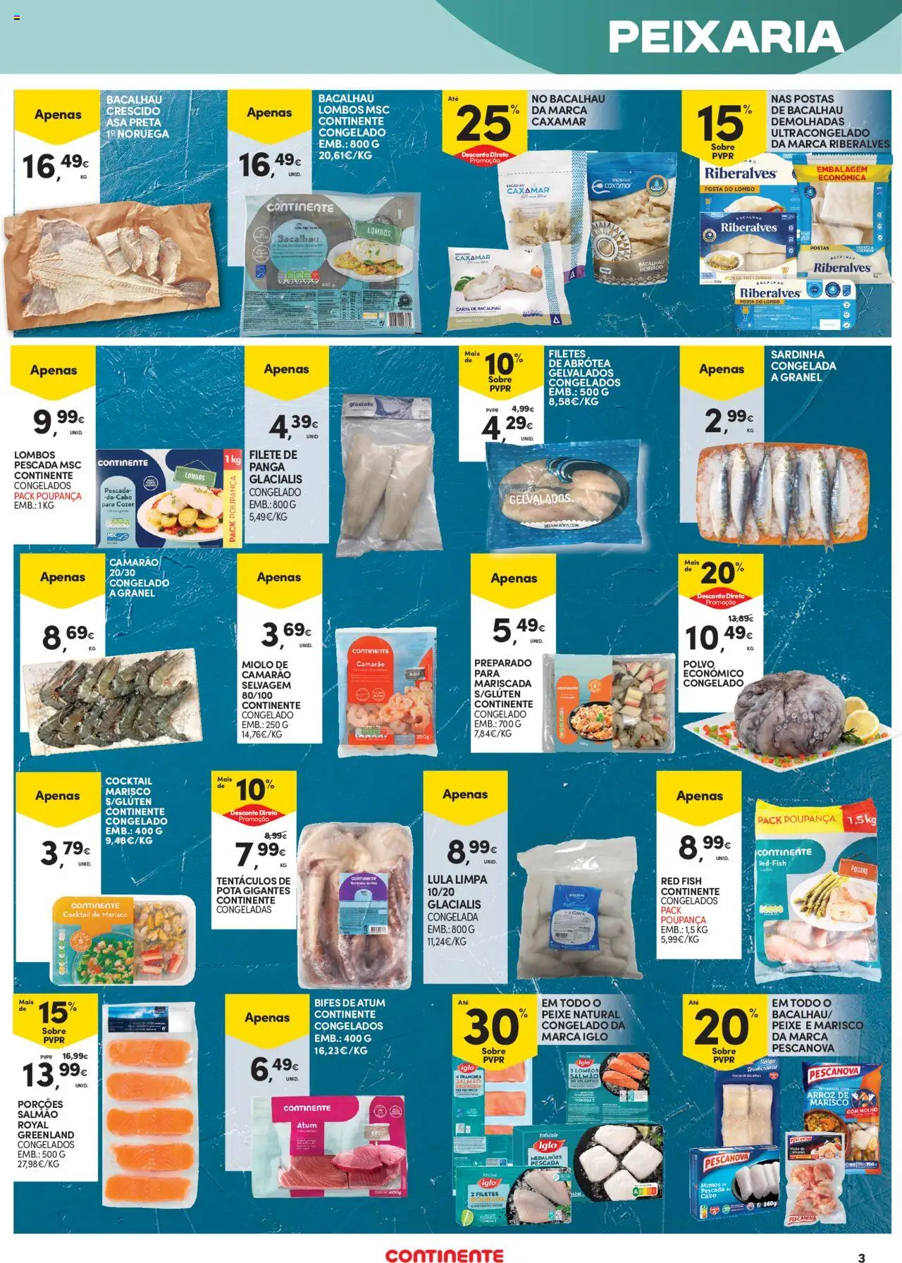 Continente - Açores │ válido de 18.09.2025 | Página: 3 | Produtos: Bacalhau, Salmão, Lombo, Arroz