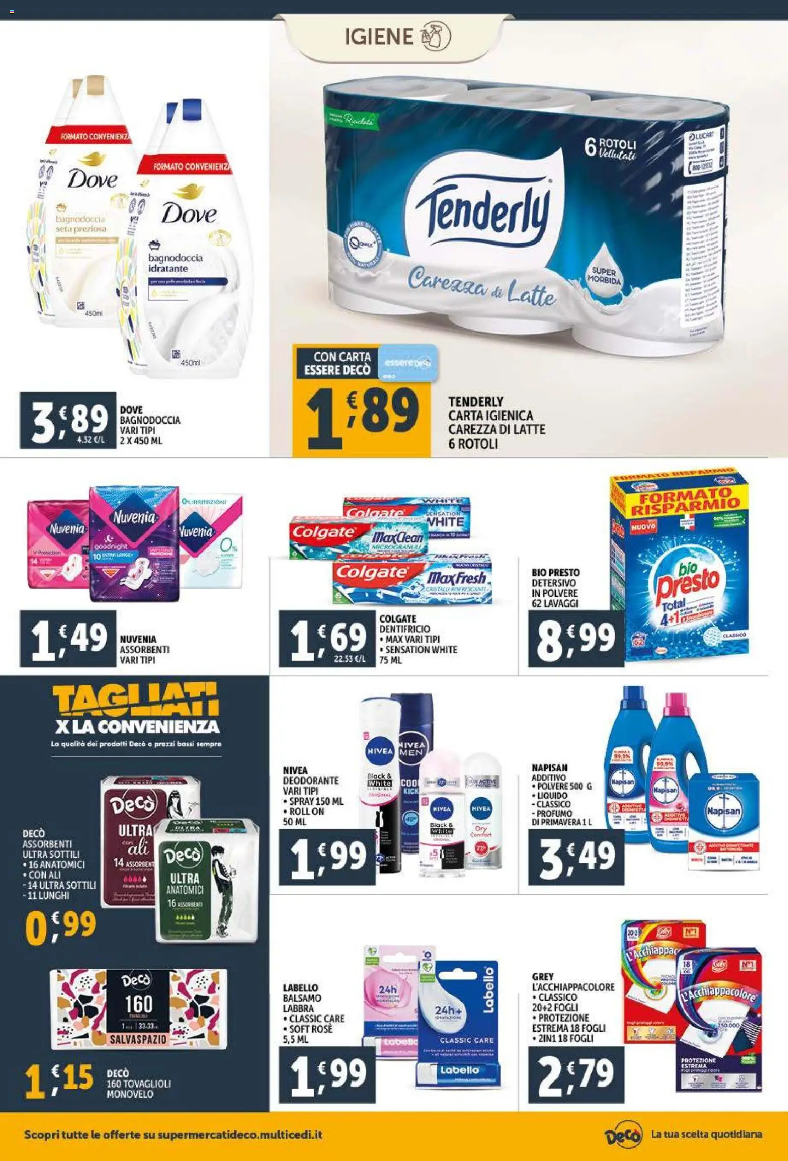 Volantino Decò del 09.01.2026 | Pagina: 18 | Prodotti: Deodorante, Dentifricio, Latte, Profumo
