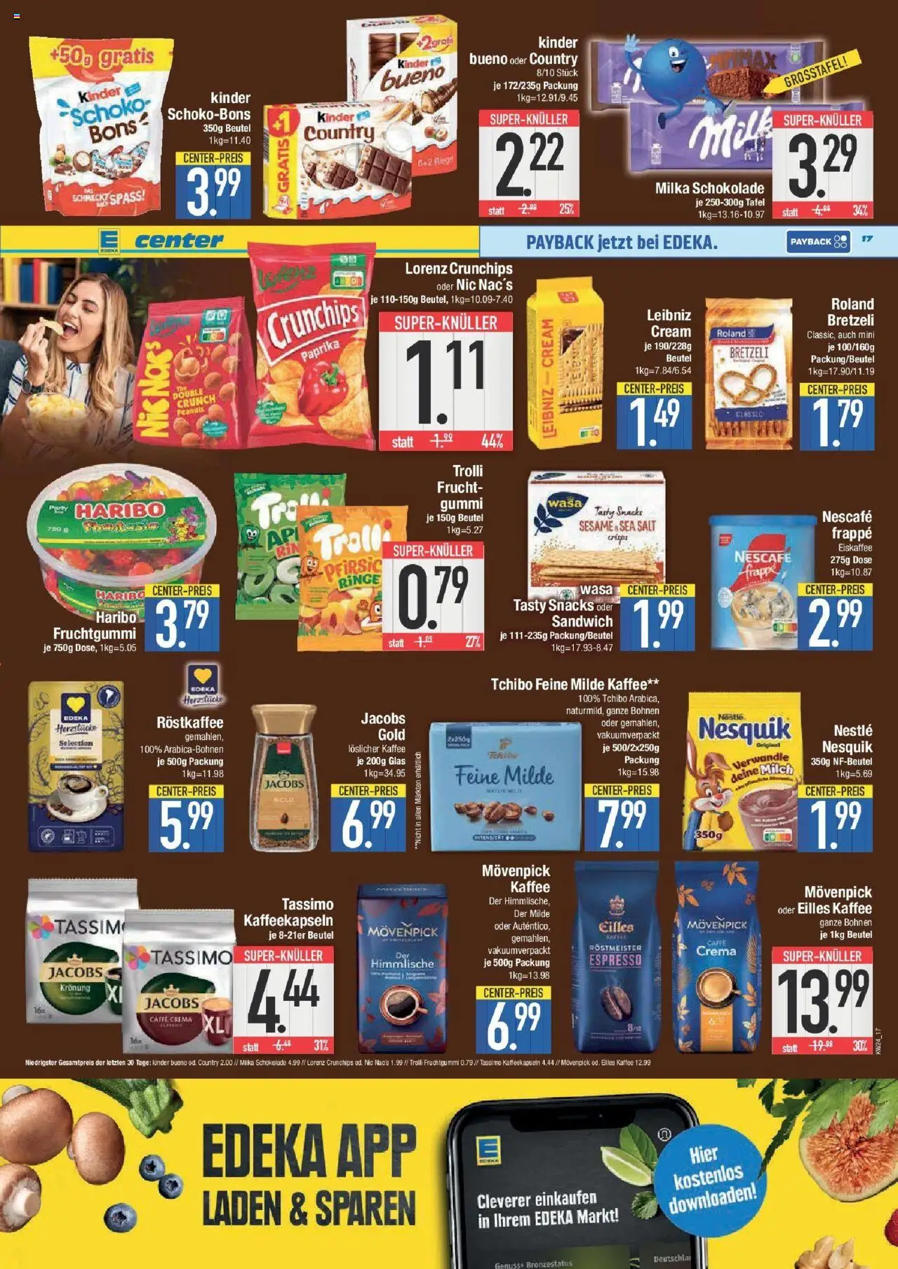 Edeka prospekt Hunderdorf	 - gültig ab dem 08.06.2025 | Seite: 17 | Produkte: Haribo, Eilles kaffee, Kinder bueno, Lorenz crunchips