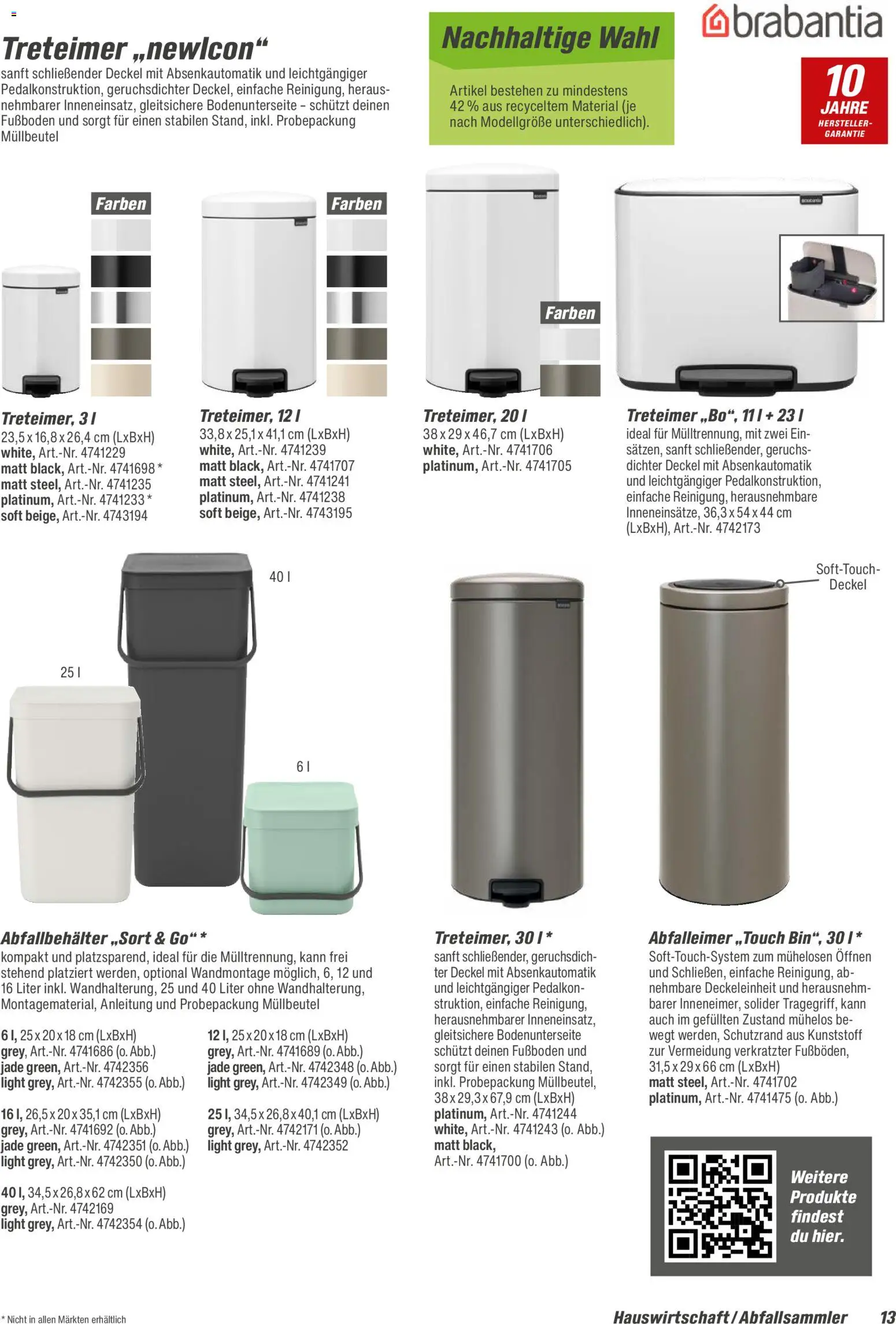 Toom Baumarkt  Wohnen & Haushalt 2026 – gültig ab 01.01.2026 | Seite: 13 | Produkte: Abfalleimer