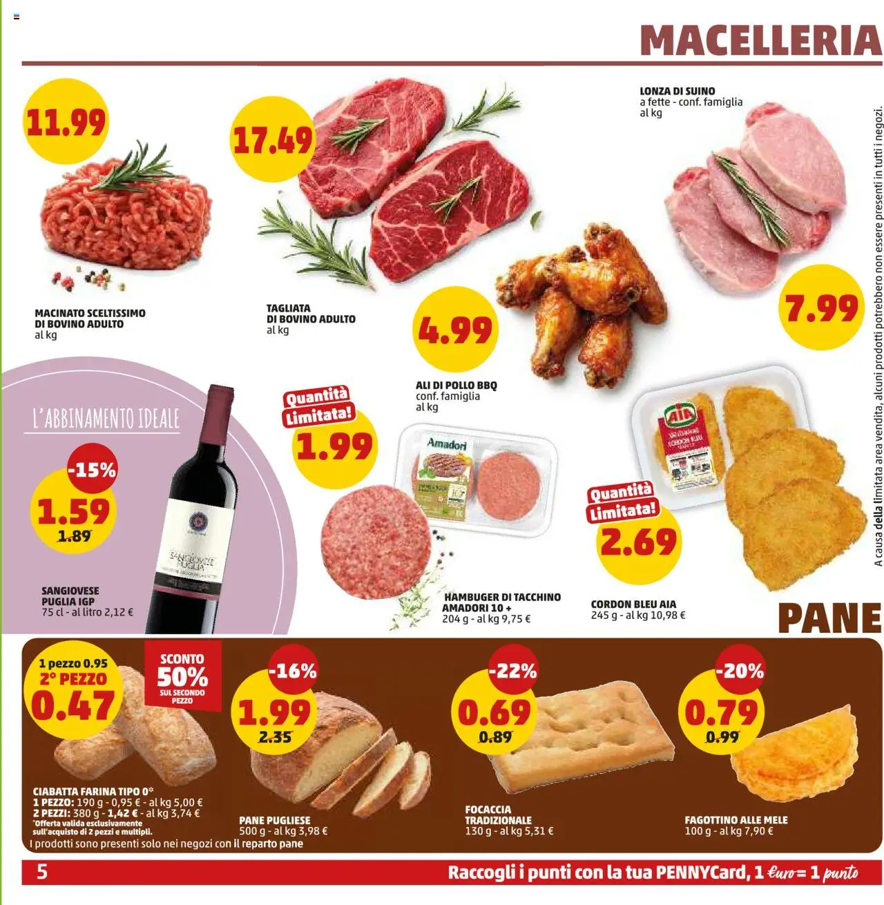 Volantino PENNY del 14.08.2025 | Pagina: 5 | Prodotti: Pane, Pollo, Focaccia, Suino