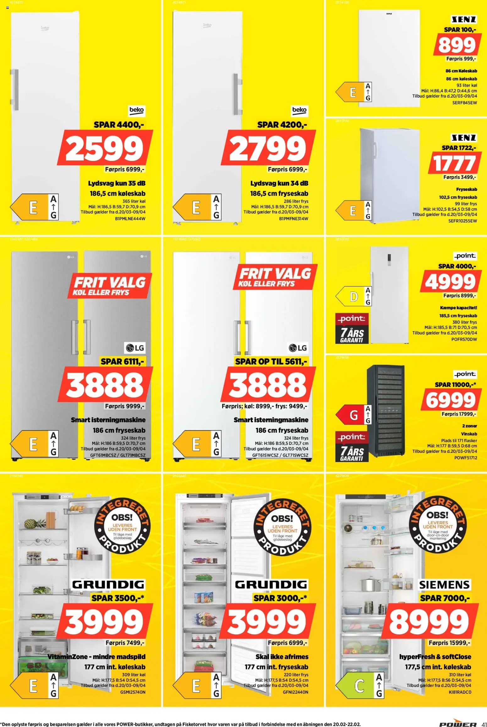 Power tilbudsavis – gyldig fra 20.03.2026 | Side: 41 | Produkter: Køleskab