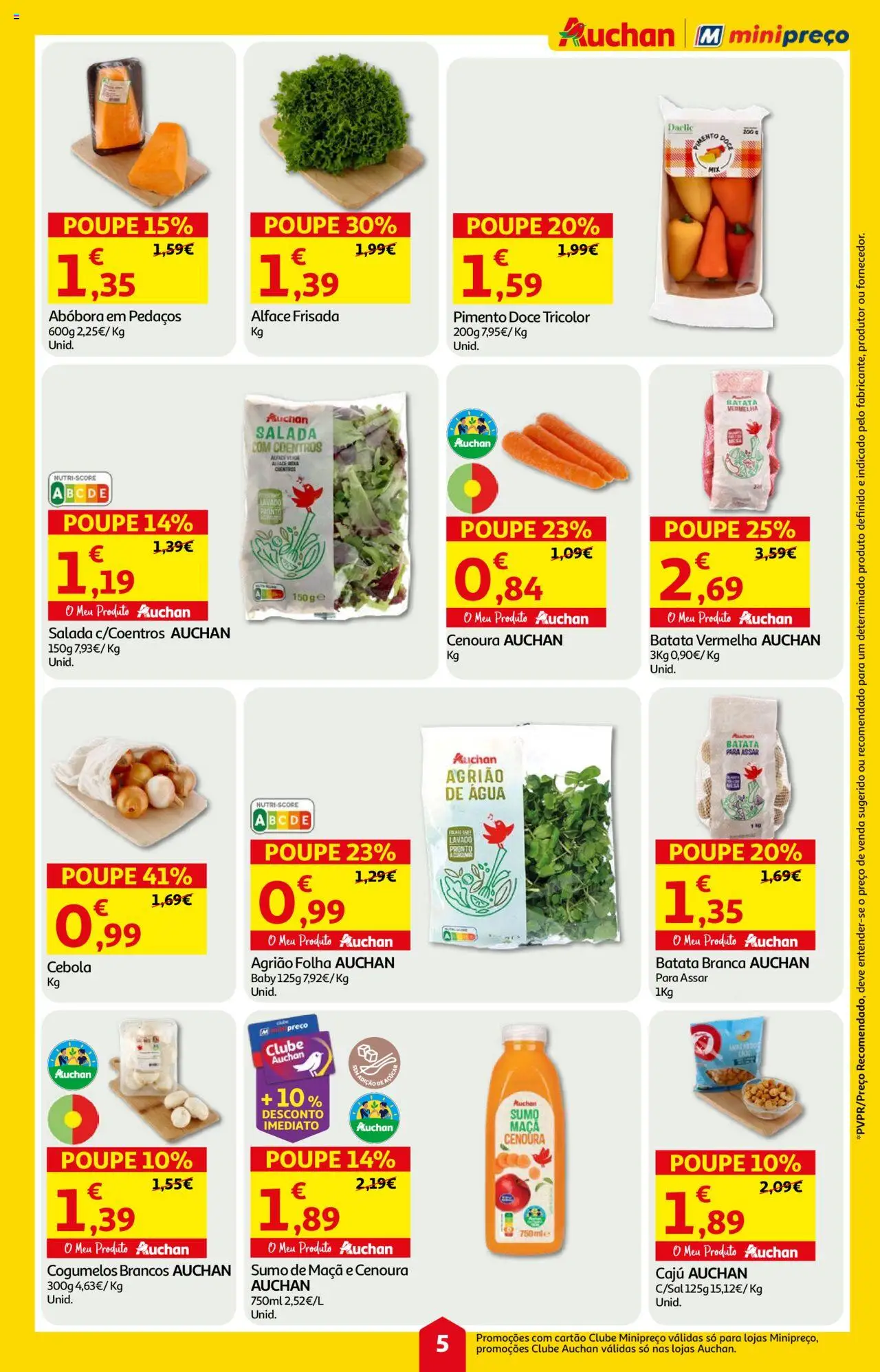 Auchan folheto │ válido de 14.08.2025 | Página: 5 | Produtos: Batata, Maça, Salada, Alface