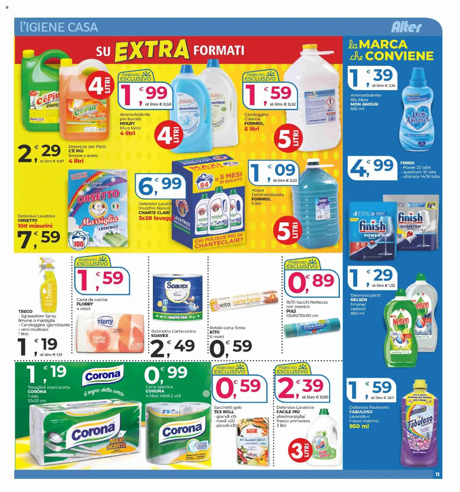 Volantino Alter Discount del 17.10.2025 | Pagina: 11 | Prodotti: Detersivo per piatti, Talco, Lavatrice, Aceto