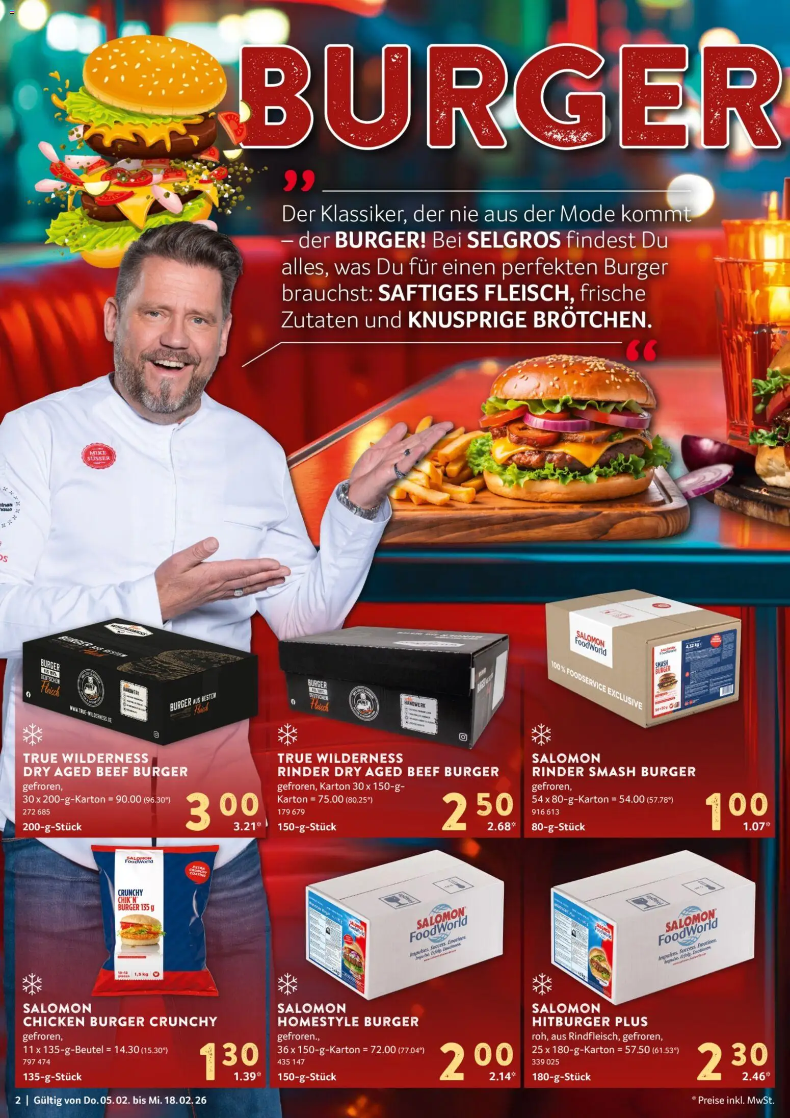 Selgros Gastronomie – gültig ab 05.02.2026 | Seite: 2 | Produkte: Burger